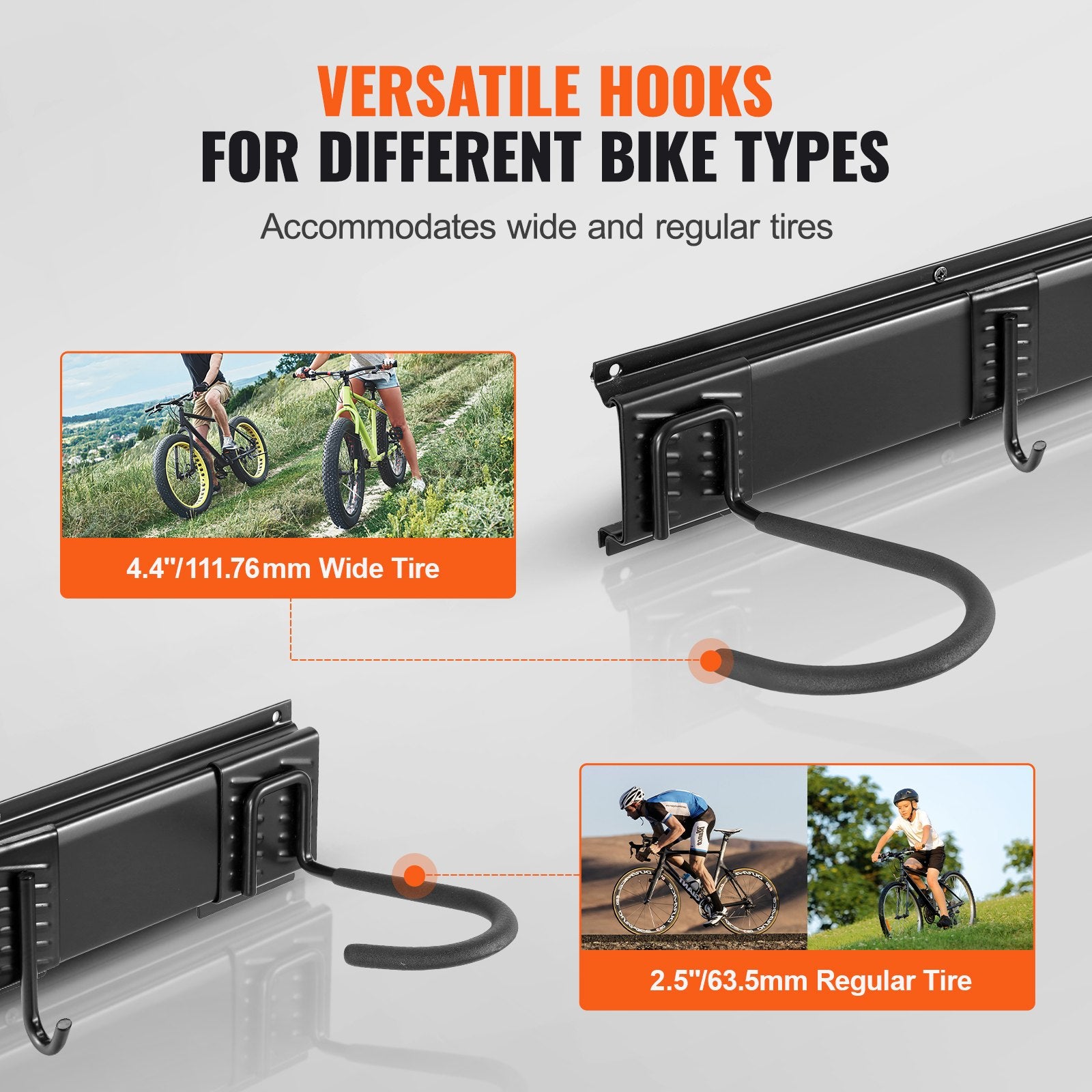 Ultimate Bike Storage Solution: Wall Mount Rack for 6 Bikes & Helmets, Customizable Organizer for Home & Garage, 300 lbs Capacity, Adjustable 68" Rail
