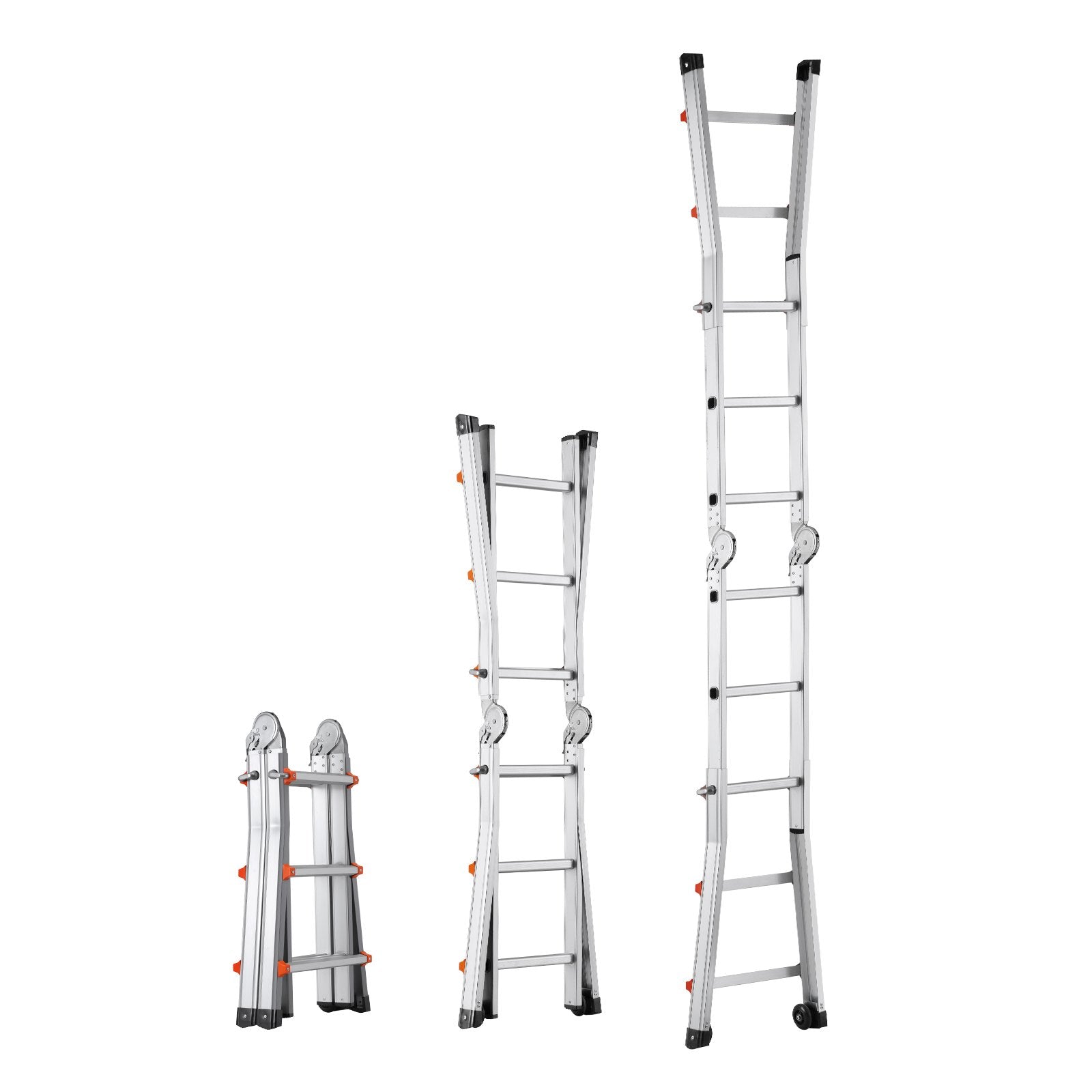 11 FT Aluminum Telescoping A-Frame Ladder, Portable Multi-Function Extension for Indoor Outdoor Use, 330lb Load, Non-Slip Safety Design