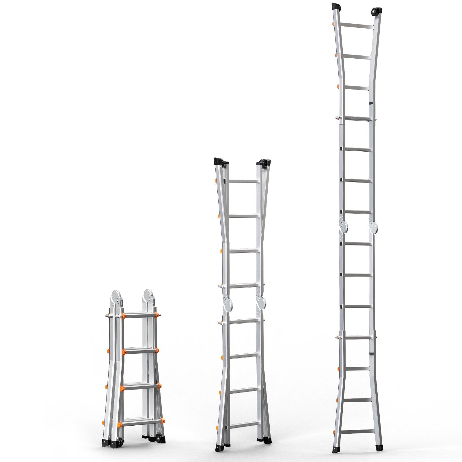 13 FT Aluminum Telescoping A-Frame Ladder - Multi-Function, Portable, Non-Slip, Heavy Duty, Indoor/Outdoor Use, 330lb Capacity