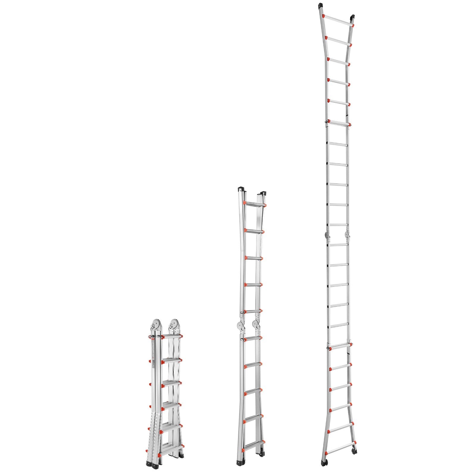 20.5 FT Telescoping A-Frame Ladder, Compact Aluminum Extension for Indoor Outdoor Use, 330lb Load, Non-Slip, Multi-Function Collapsible
