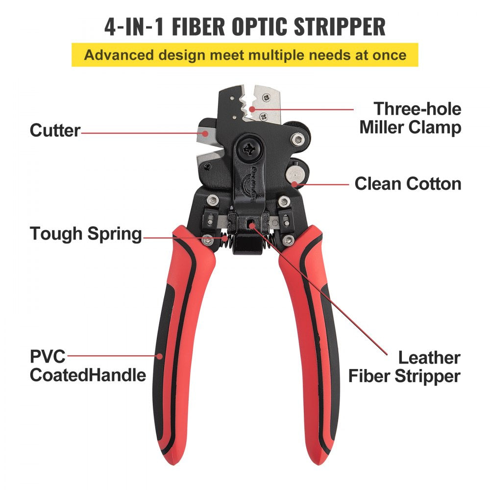 Versatile 4-in-1 Fiber Optic and Wire Stripping Pliers for Electrical Work and Maintenance Tasks
