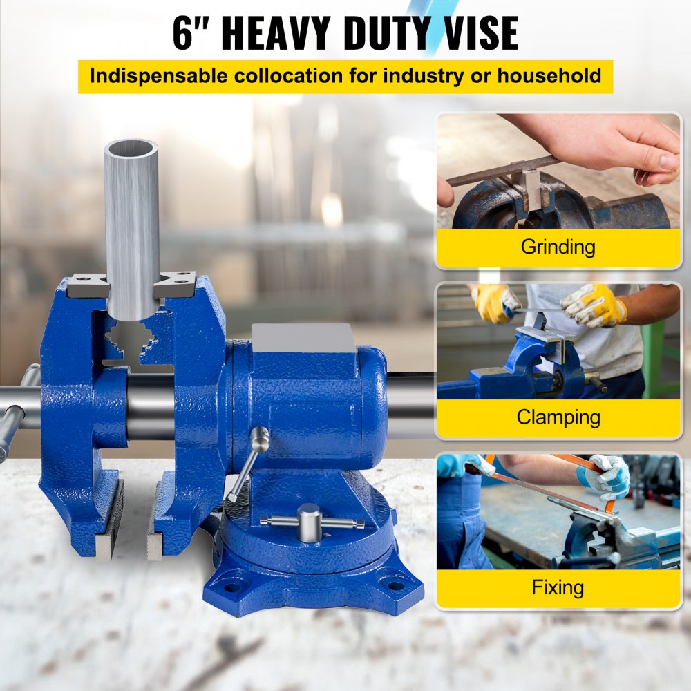 VEVOR 5" Heavy Duty Bench Vise, Double Swivel Rotating Vise Head/Body Rotates 360°,Pipe Vise Bench Vices 30Kn Clamping Force,for Clamping Fixing Equipment Home or Industrial Use
