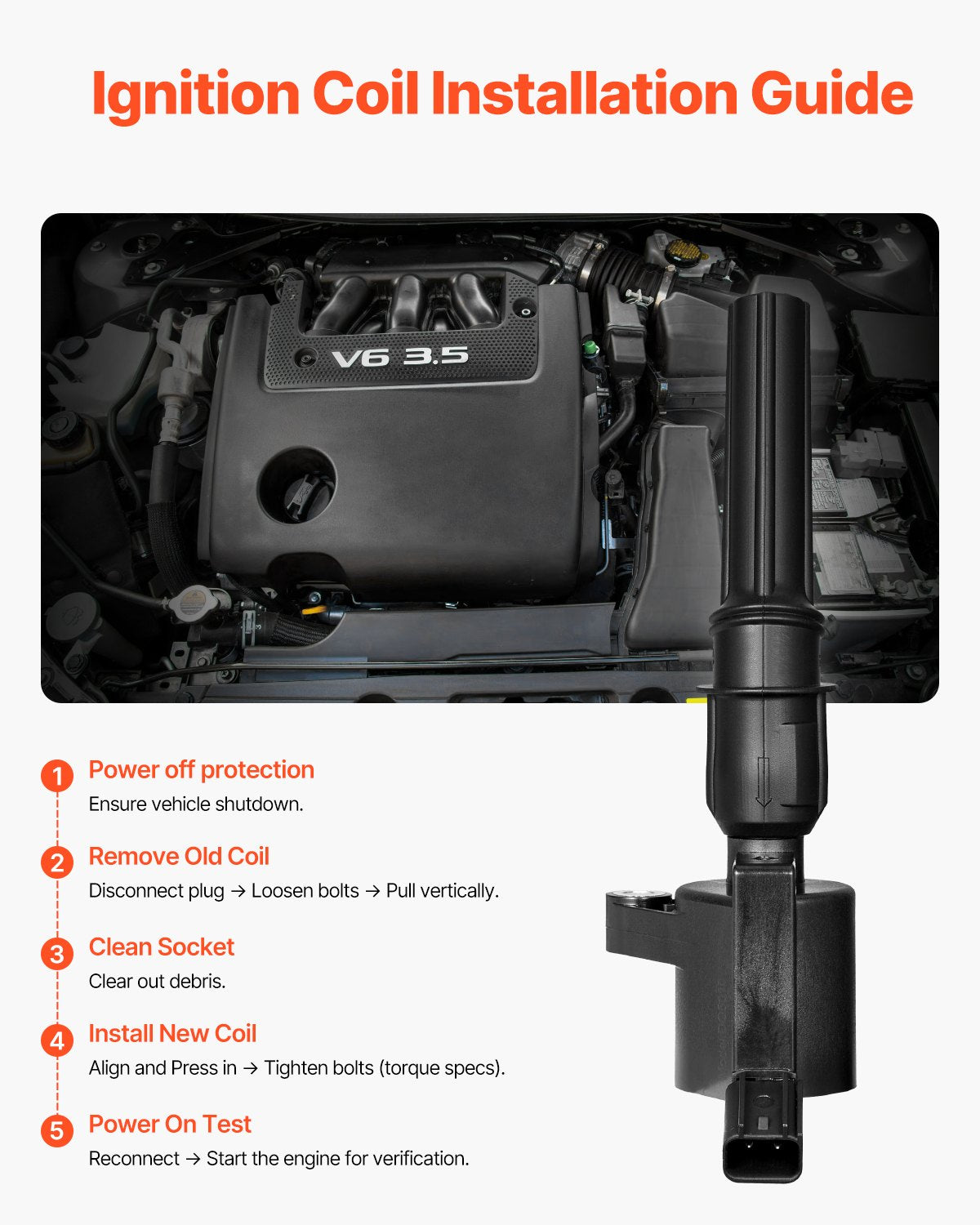 High-Efficiency Ignition Coil Pack Set of 8 for Ford & Lincoln - 4.6L 5.4L V8, 6.8L V10 Engines, Enhanced Compatibility & Performance