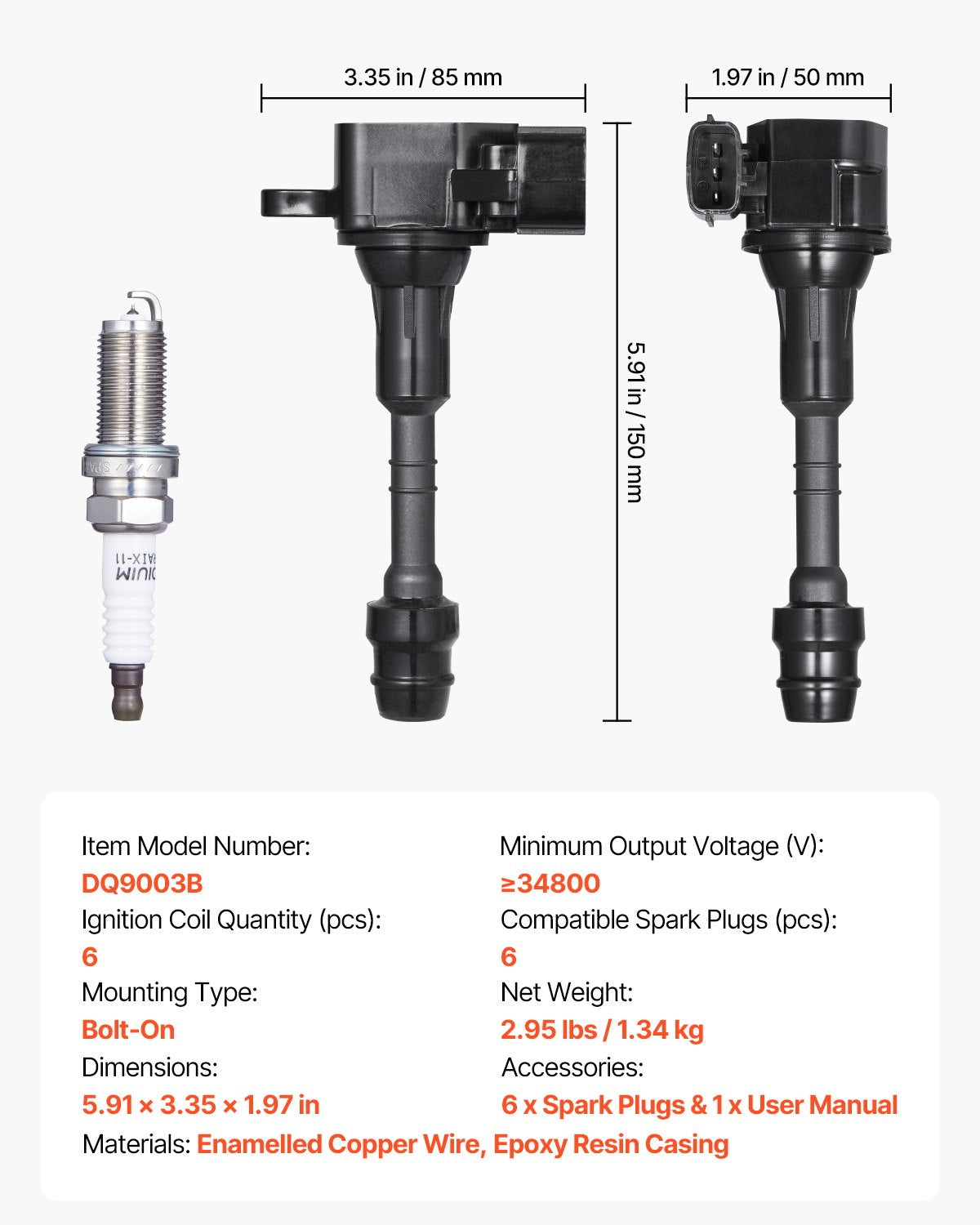 Enhanced Ignition Coil Pack & Spark Plugs Set for Nissan & Infiniti 3.5L 4.0L V6 - UF349 C1406 High Efficiency, Easy Install, Durable
