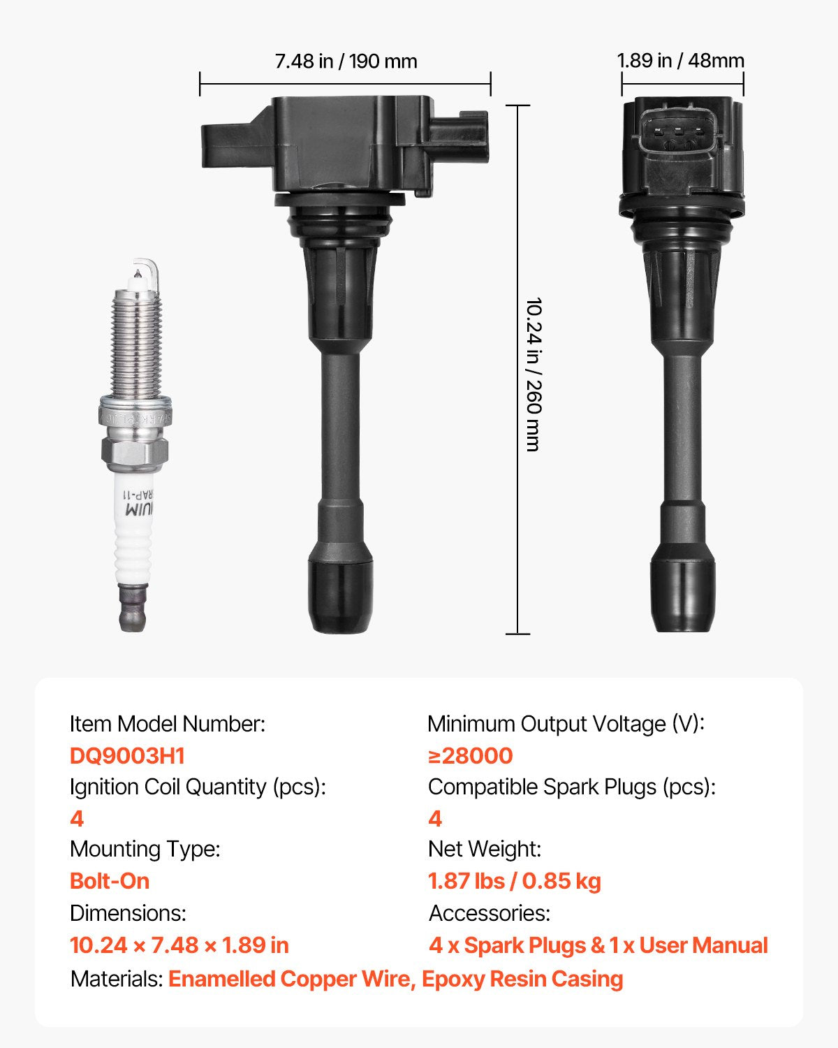 High-Efficiency Ignition Coil Pack & Spark Plugs Set for Nissan Altima Versa Sentra Cube Rogue NV200 L4 Engines - Easy Install, Durable, Reliable