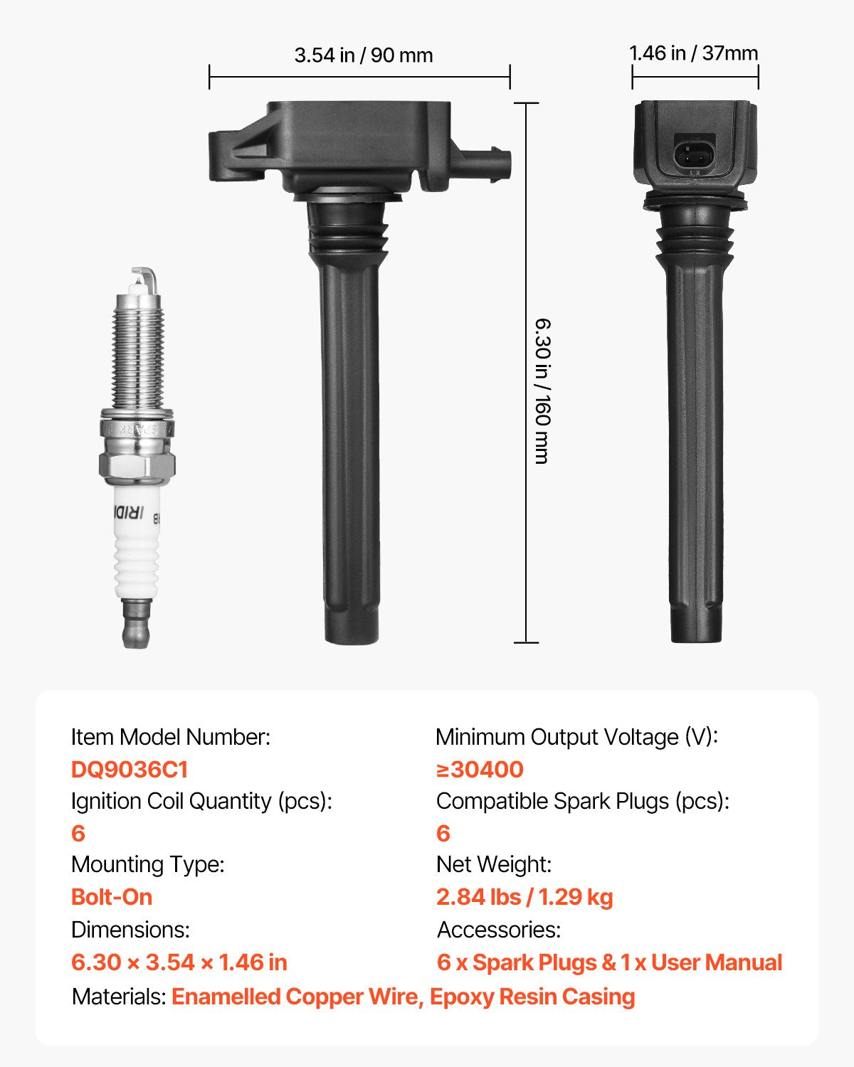 Set of 6 Ignition Coil Pack & Spark Plugs for Dodge, Jeep, Chrysler, Ram 3.6L V6 - High Performance, Easy Install, Durable & Reliable