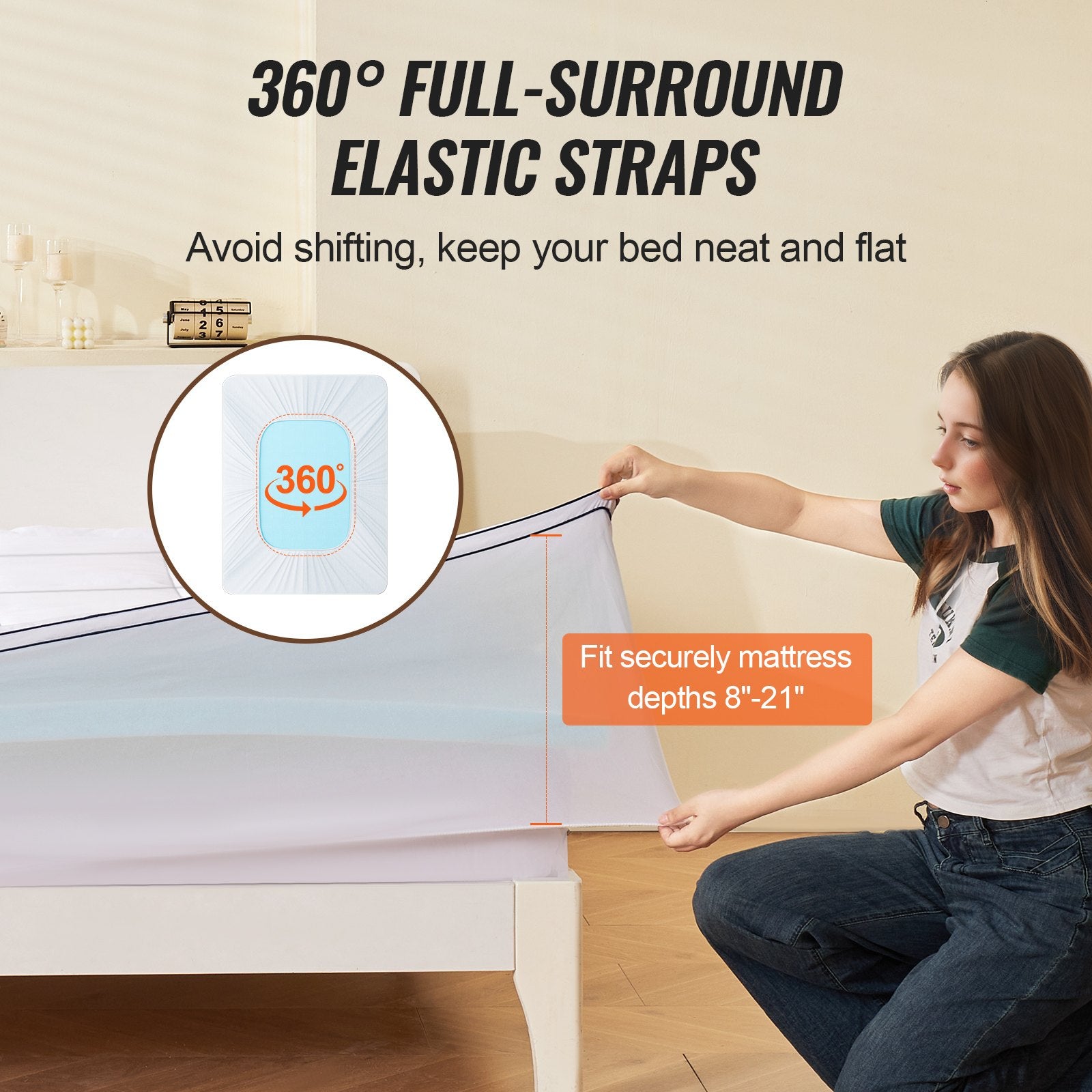 Queen Size 4" Memory Foam Mattress Topper - Ergonomic Pressure Relief, Cooling Comfort, Washable & Detachable for Hot Sleepers