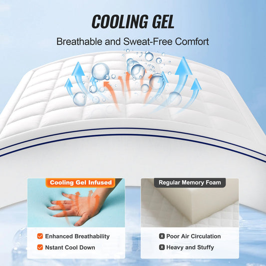 King Size 4" Memory Foam Mattress Topper with Cooling Gel, Pressure Relief, Washable & Breathable for Hot Sleepers, Fits 8"-21" Mattresses