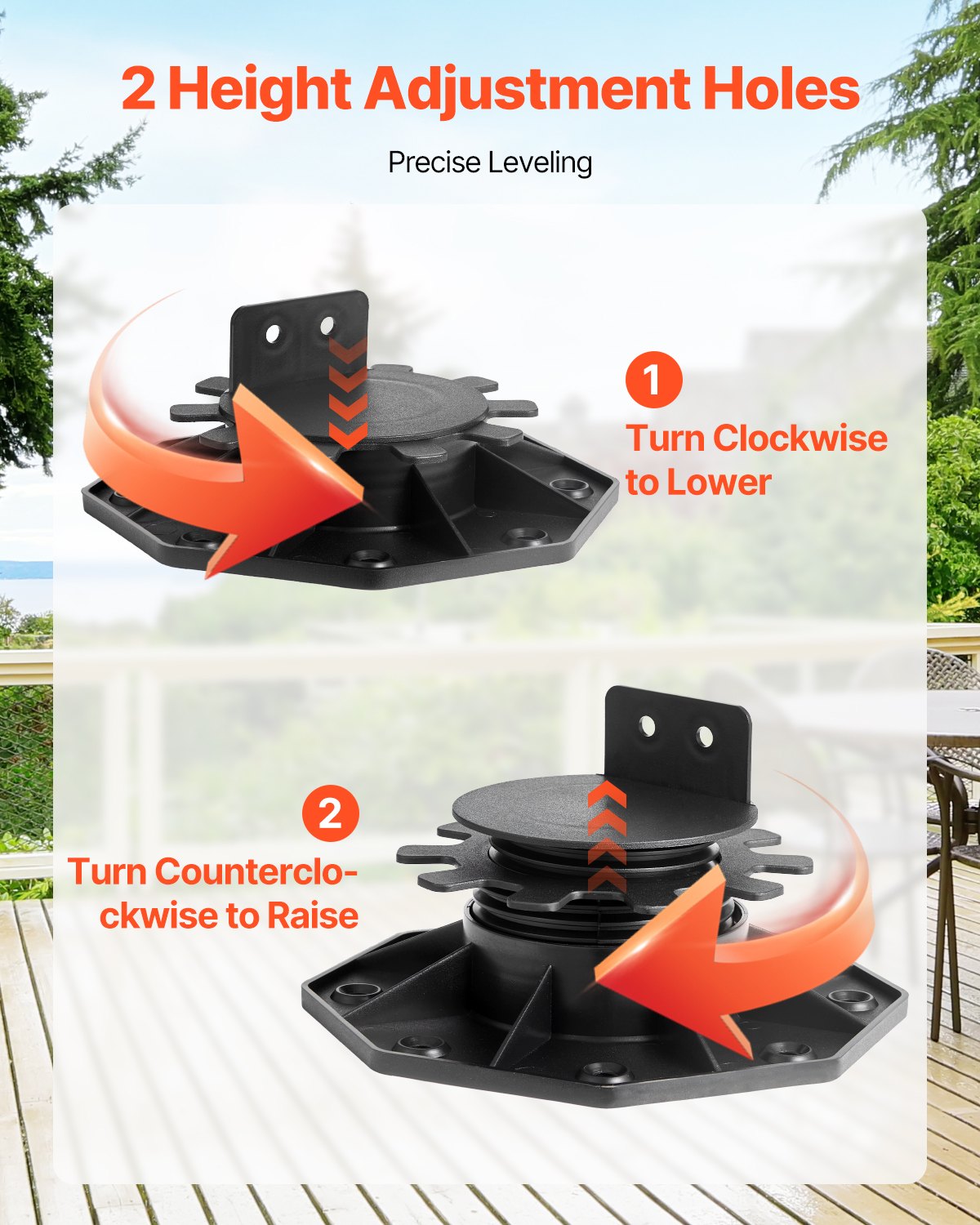 Adjustable Deck Blocks 12 PCS - 2000lbs Capacity, Plastic Pedestal Paver for Wood, Concrete, Metal - 1.18-2.36 Inch Height, Shed Foundation Base