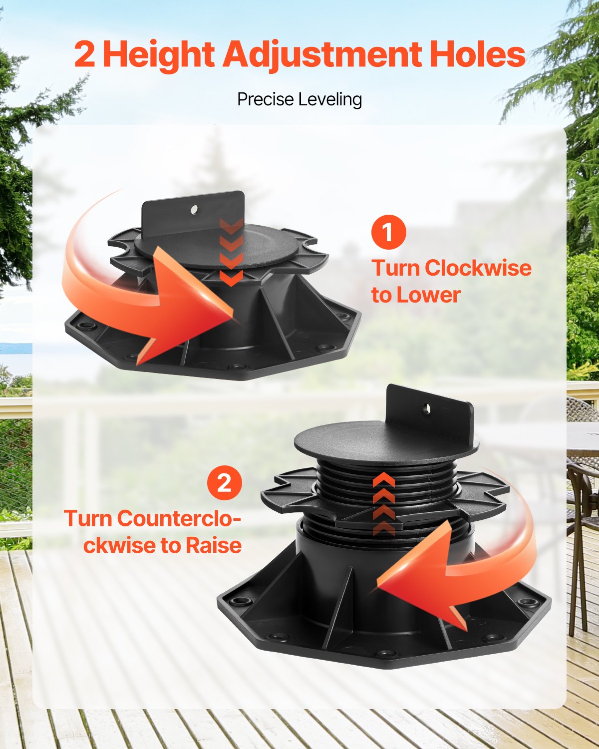 12 Pack Adjustable Deck Blocks - Heavy Duty 2000lbs Load Capacity, Plastic Pedestal Paver for Shed Base, Wood, Concrete, Metal, 2.36-5.31 Inch Height, Versatile and Easy Installation