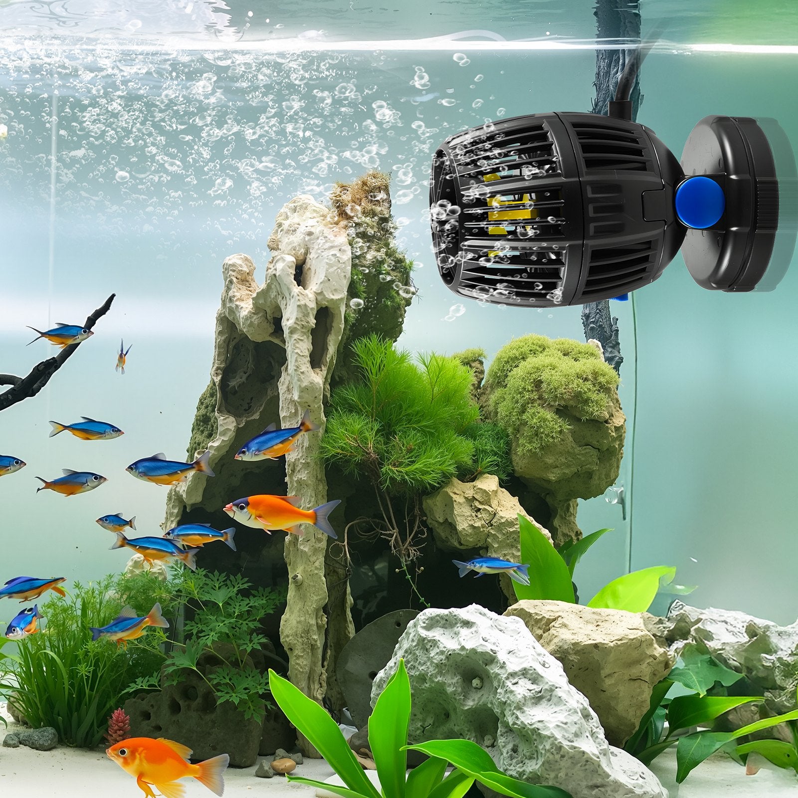 40W Aquarium Wave Maker with 3963 GPH Flow, Quiet DC Powerhead, Magnetic Base, 360° Rotation, Adjustable for Freshwater and Saltwater Tanks