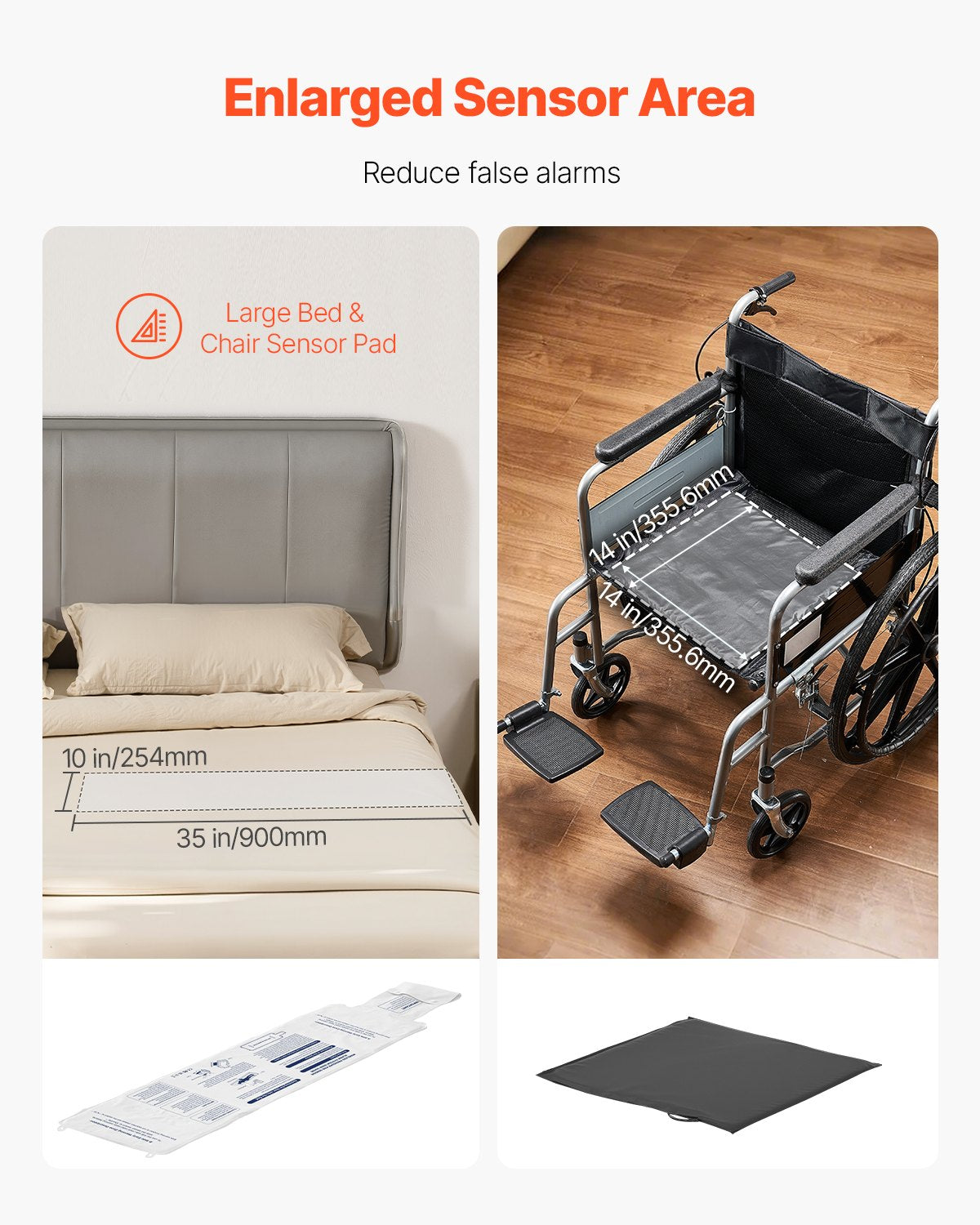 Wireless Early Alert Bed and Chair Alarm System with Call Button & Pager for Elderly Safety, Dementia Care, Fall Prevention, and Reliable Monitoring