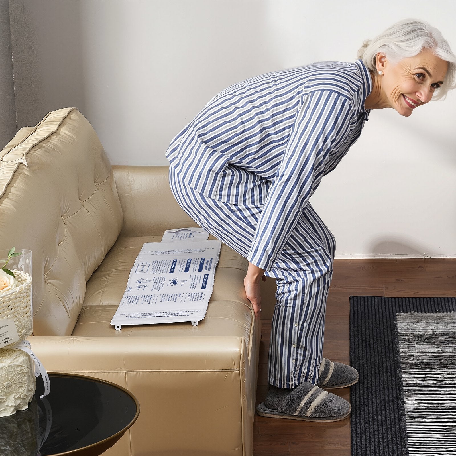 Wireless Bed Alarm System for Elderly and Dementia Care, 10x35" Sensor Pad with Call Button & Pager, Fall Prevention Safety Alert