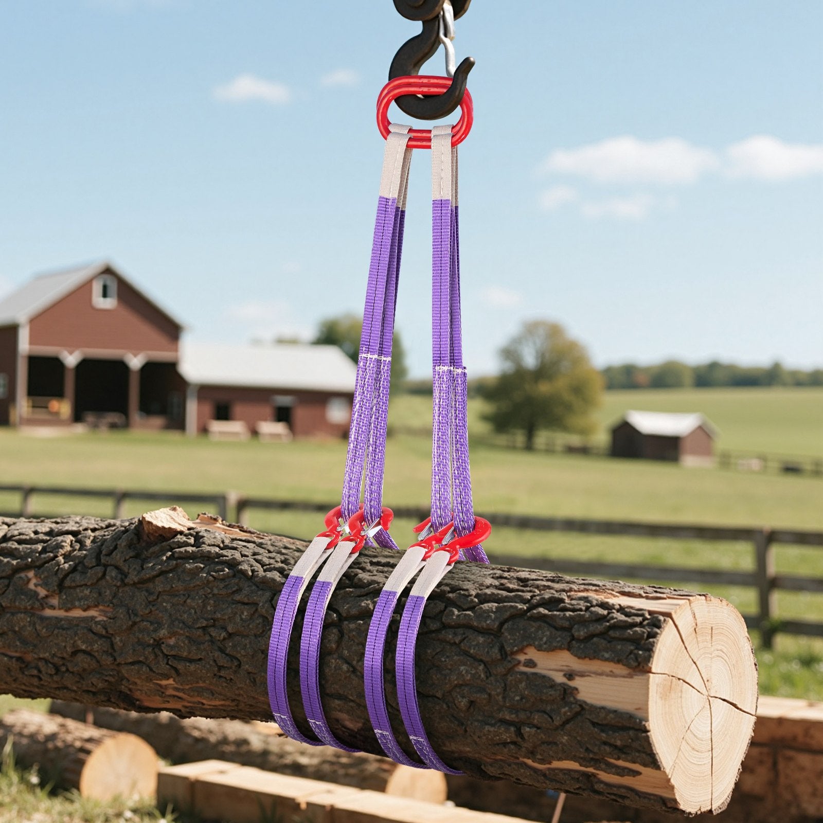 Heavy Duty Lifting Sling Straps - 2Pcs Polyester Bridle with Hooks, 4400LB Capacity, 5Ft Durable Webbing for Engines, Cranes, Hoists, Trucks