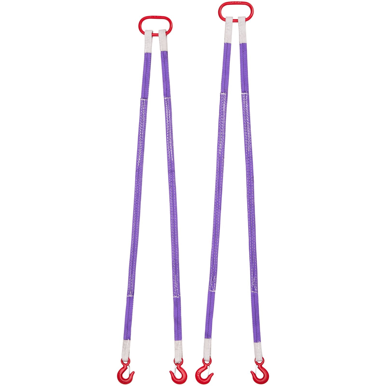 Heavy Duty Lifting Sling Straps - 2Pcs Polyester Bridle with Hooks, 4400LB Capacity, 5Ft Durable Webbing for Engines, Cranes, Hoists, Trucks