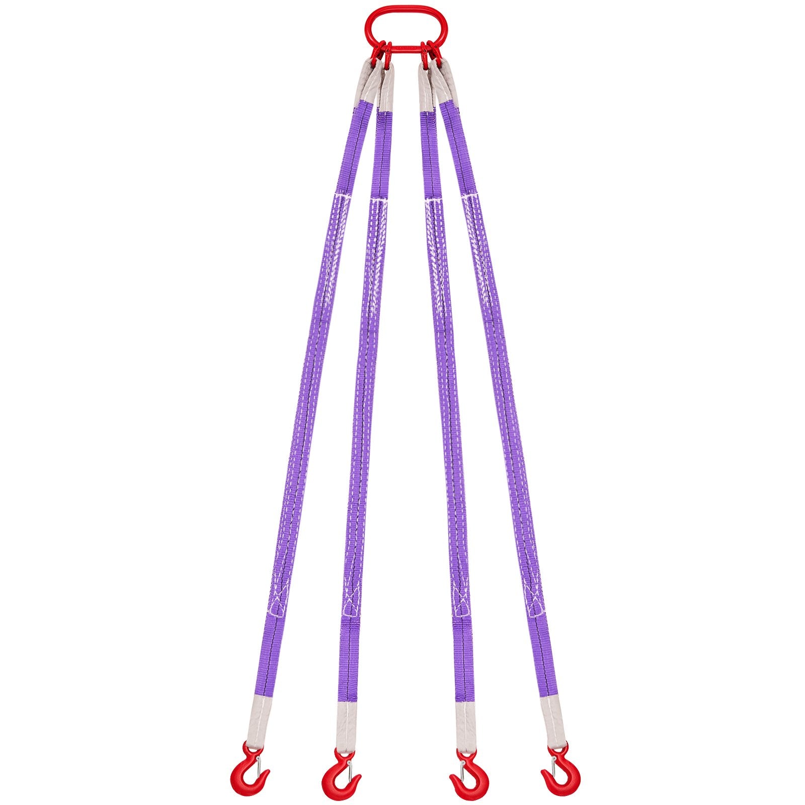 Heavy Duty 4-Leg Polyester Bridle Sling Straps with Hooks - 6600LB Capacity, 5Ft Rigging Strap for Engines, Cranes, Hoists, Trucks, Wear-Resistant & Thickened Webbing