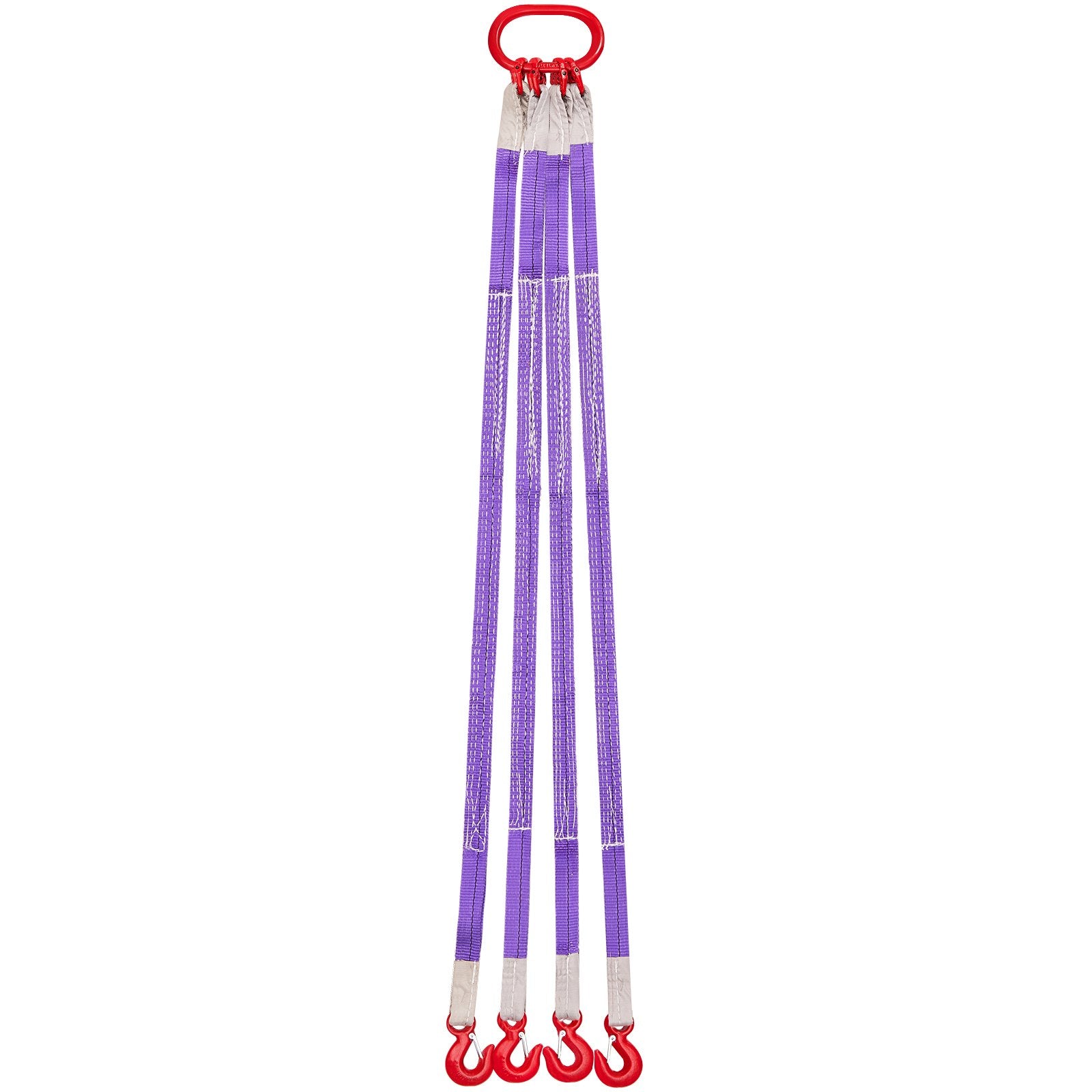 Heavy Duty 4-Leg Polyester Bridle Sling Straps with Hooks - 6600LB Capacity, 5Ft Rigging Strap for Engines, Cranes, Hoists, Trucks, Wear-Resistant & Thickened Webbing