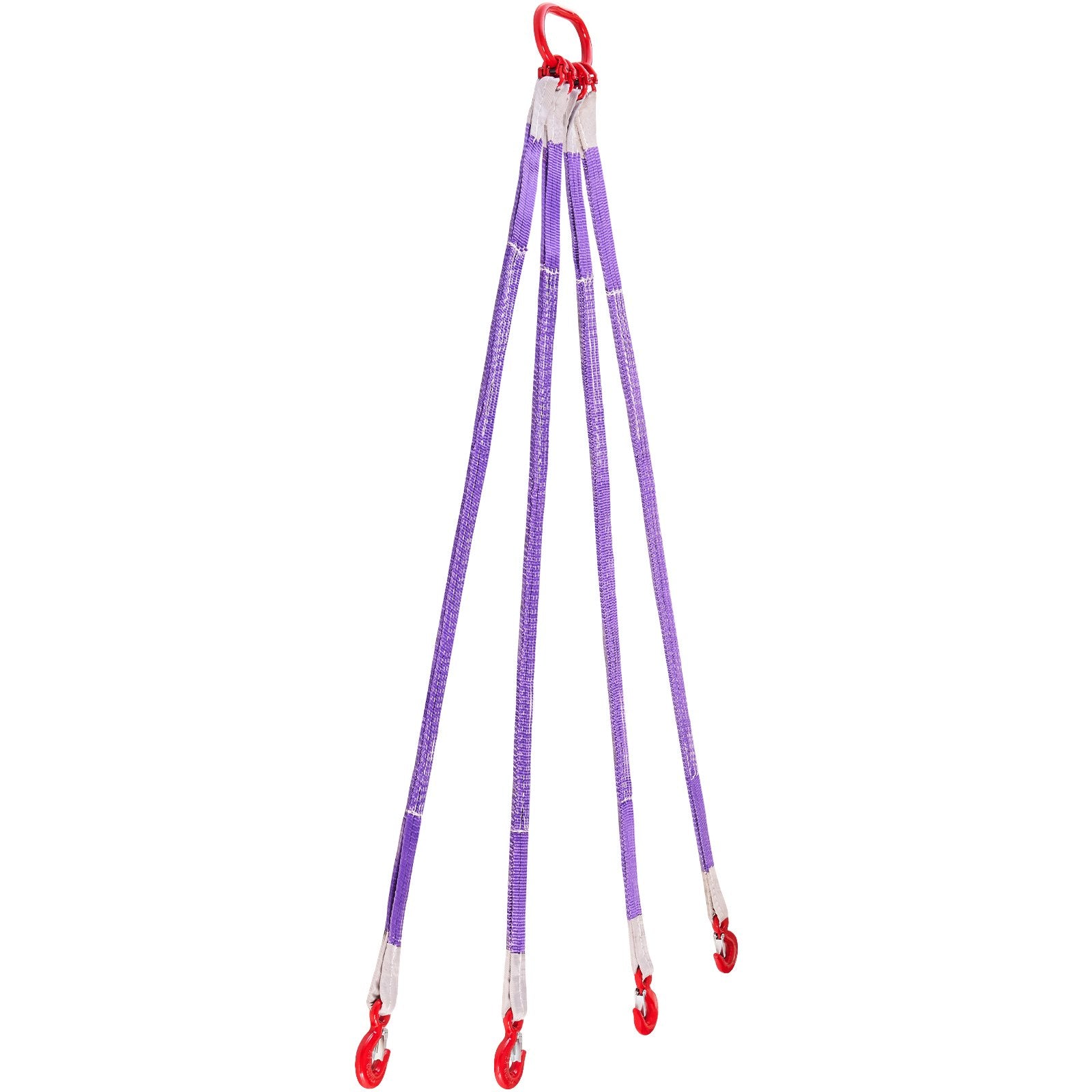 Heavy Duty 4-Leg Polyester Bridle Sling Straps with Hooks - 6600LB Capacity, 5Ft Rigging Strap for Engines, Cranes, Hoists, Trucks, Wear-Resistant & Thickened Webbing