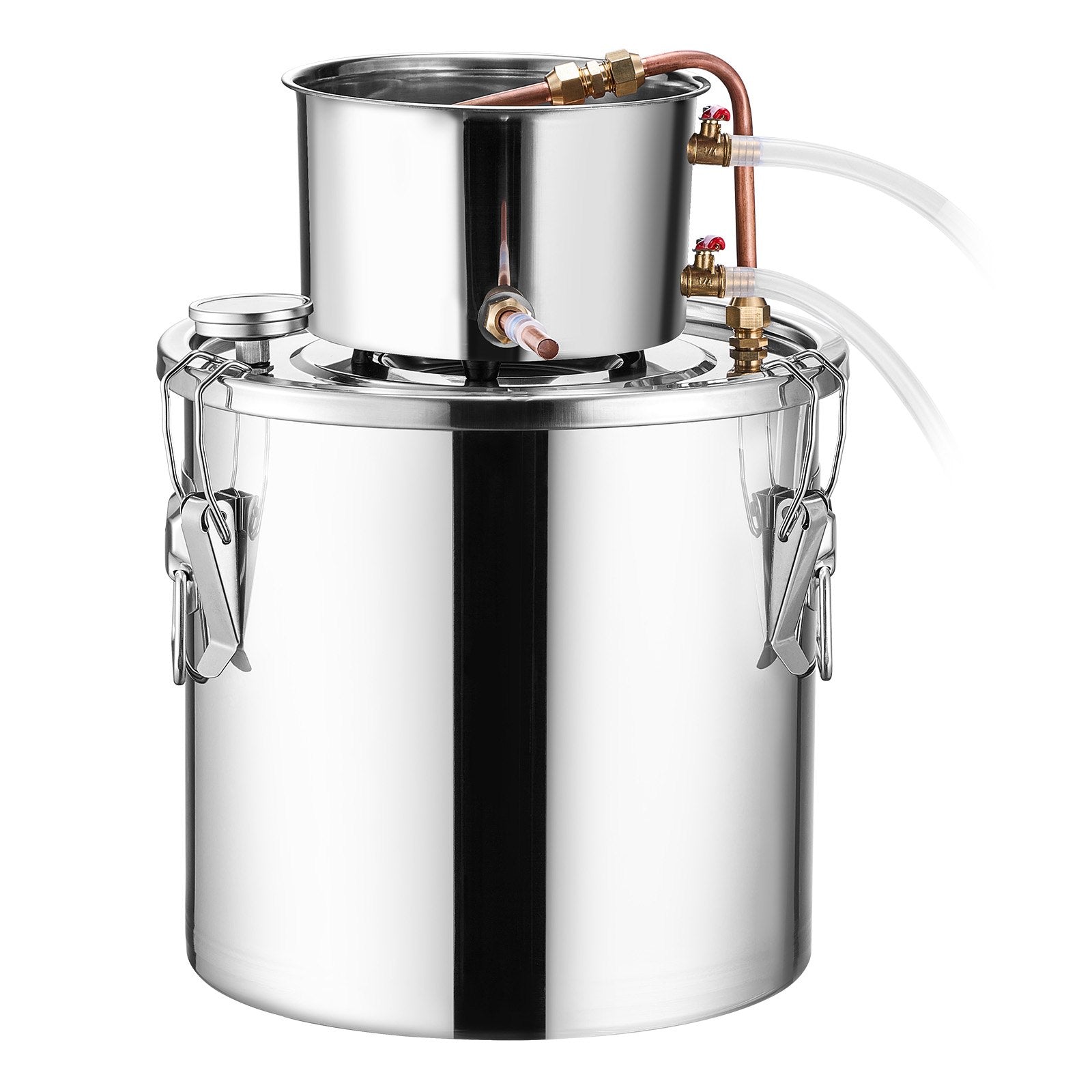 5 Gal Home Distillation Kit - Stainless Steel Alcohol Still with Copper Coil, Thermometer & Pump for Wine, Whisky, Brandy Brewing