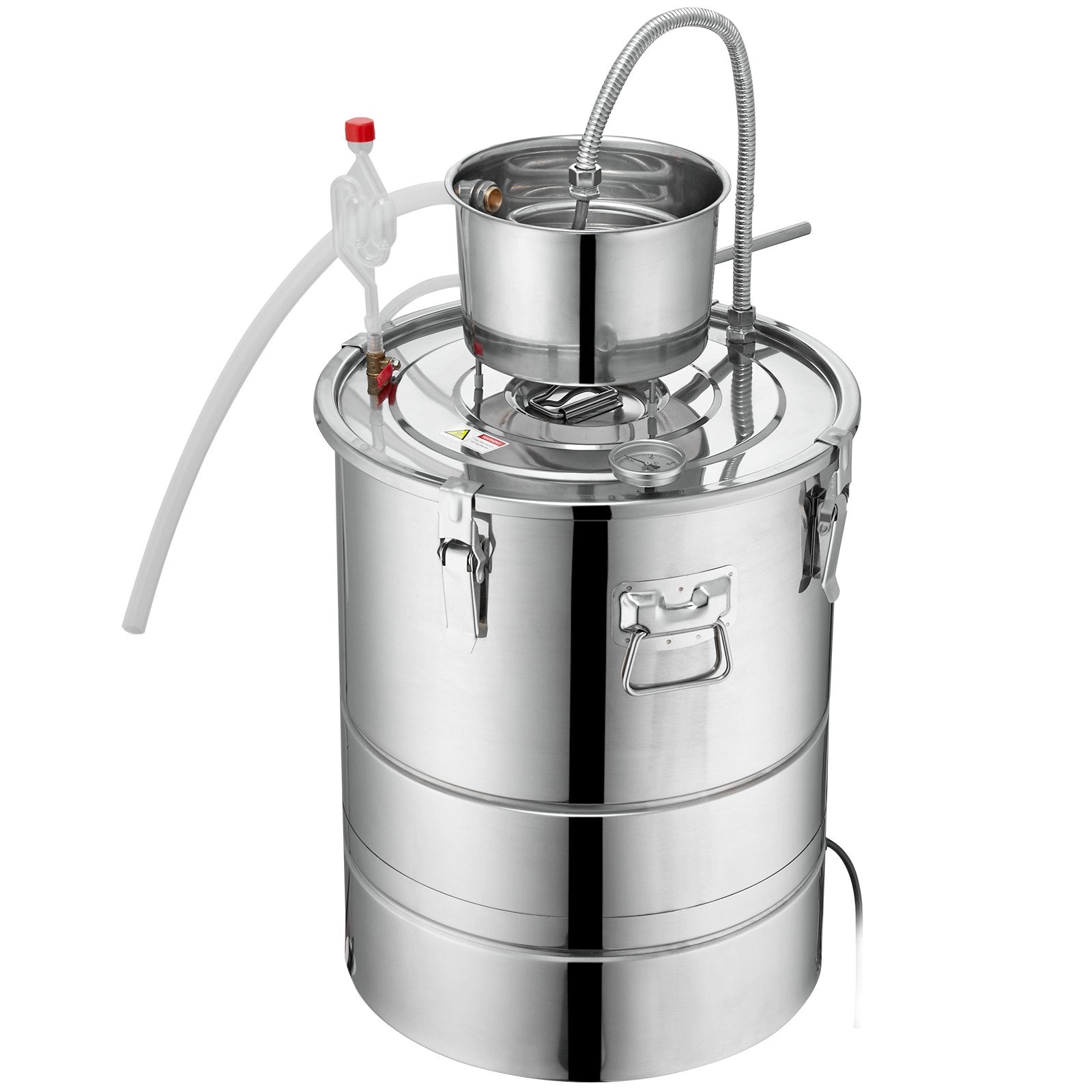 9 Gallon 30L Home Alcohol Distiller Kit with Stainless Steel Tube, Pump, Exhaust Valve, Thermometer for DIY Whisky, Wine & Brandy