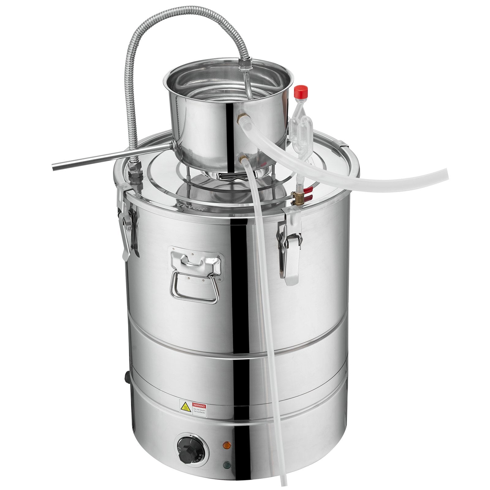 9 Gallon 30L Home Alcohol Distiller Kit with Stainless Steel Tube, Pump, Exhaust Valve, Thermometer for DIY Whisky, Wine & Brandy
