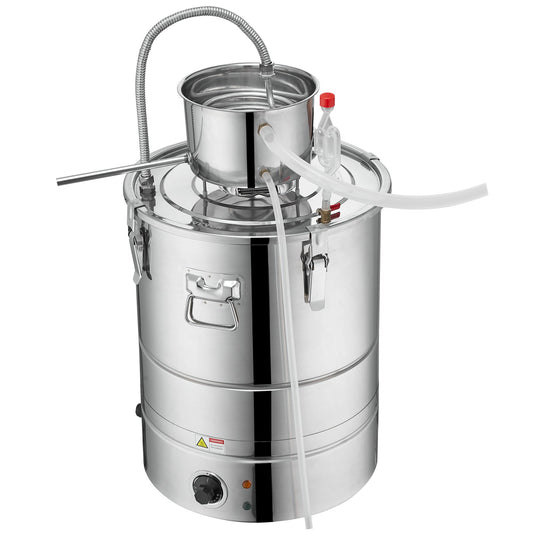9 Gallon 30L Home Alcohol Distiller Kit with Stainless Steel Tube, Pump, Exhaust Valve, Thermometer for DIY Whisky, Wine & Brandy