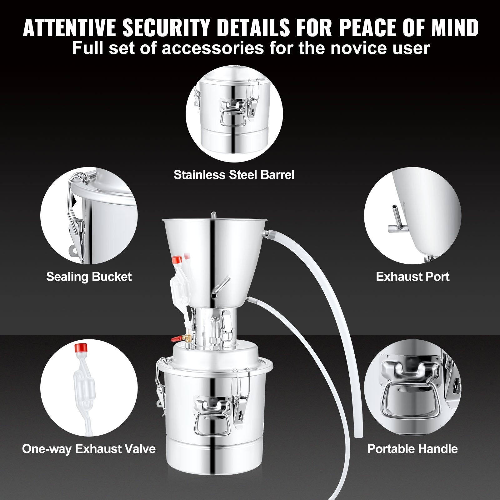 18 Gal 70L Alcohol Distiller Kit, Stainless Steel Home Distillery with Pump & Thermometer for Whisky, Wine, Brandy DIY