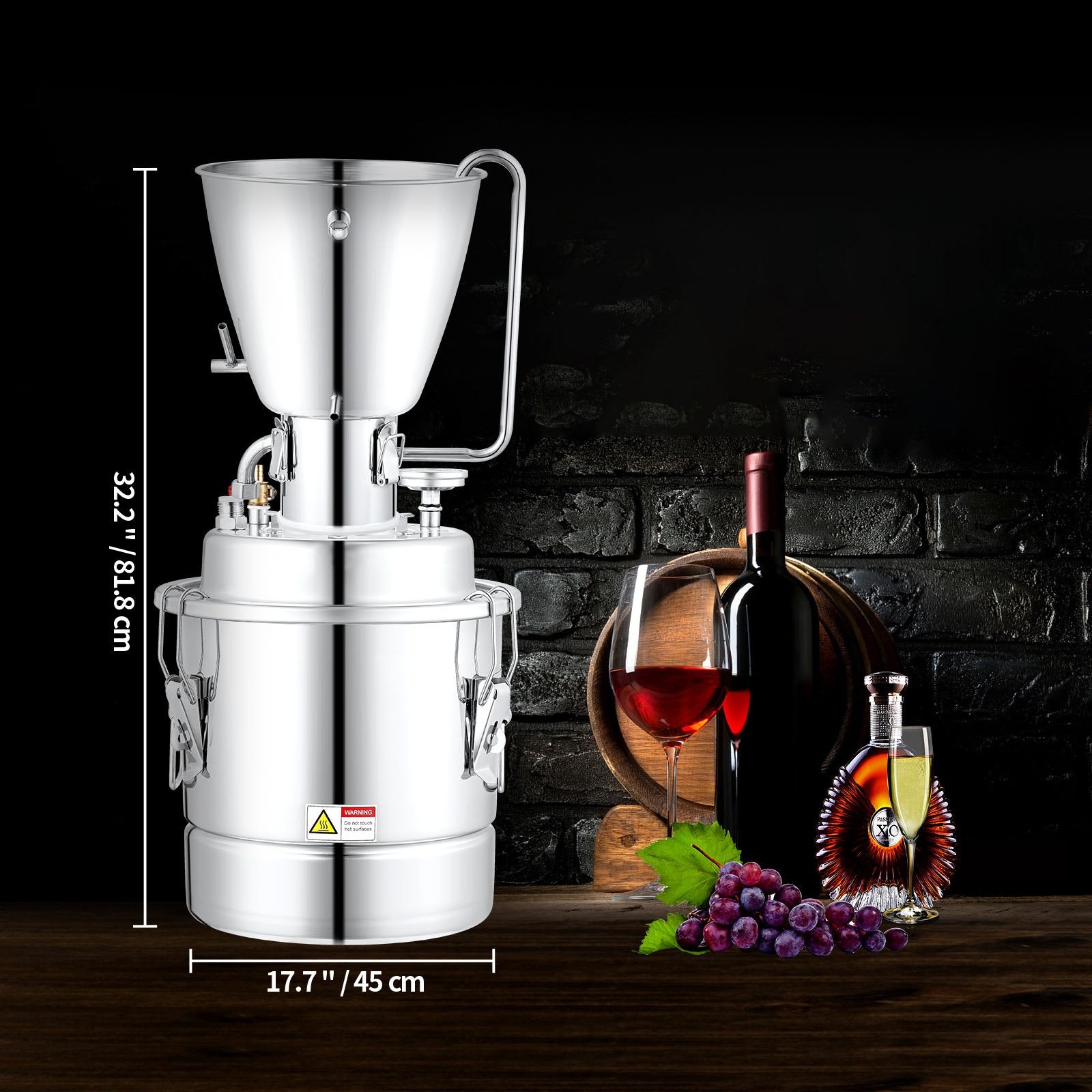18 Gal 70L Alcohol Distiller Kit, Stainless Steel Home Distillery with Pump & Thermometer for Whisky, Wine, Brandy DIY