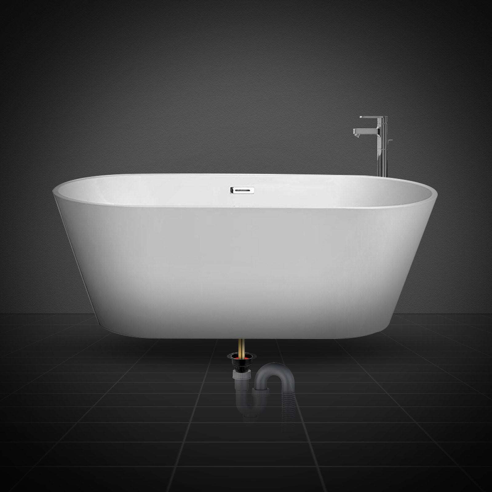 ABS Freestanding Bathtub Drain Kit with 2 Brass Tail Pipes, Easy Installation for Floor and Island Bathtubs, Durable and Efficient Drainage System