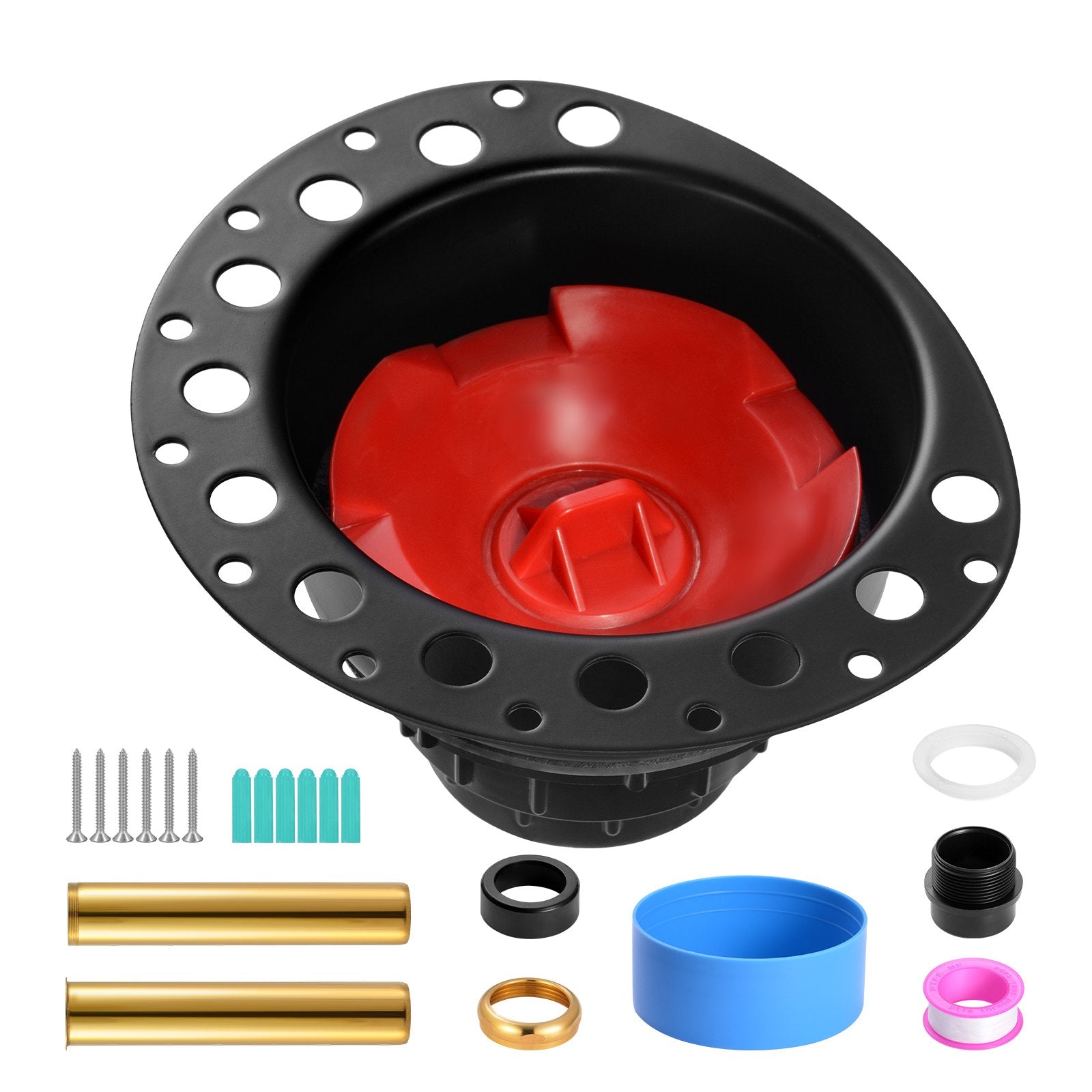 ABS Freestanding Bathtub Drain Kit with 2 Brass Tail Pipes, Easy Installation for Floor and Island Bathtubs, Durable and Efficient Drainage System