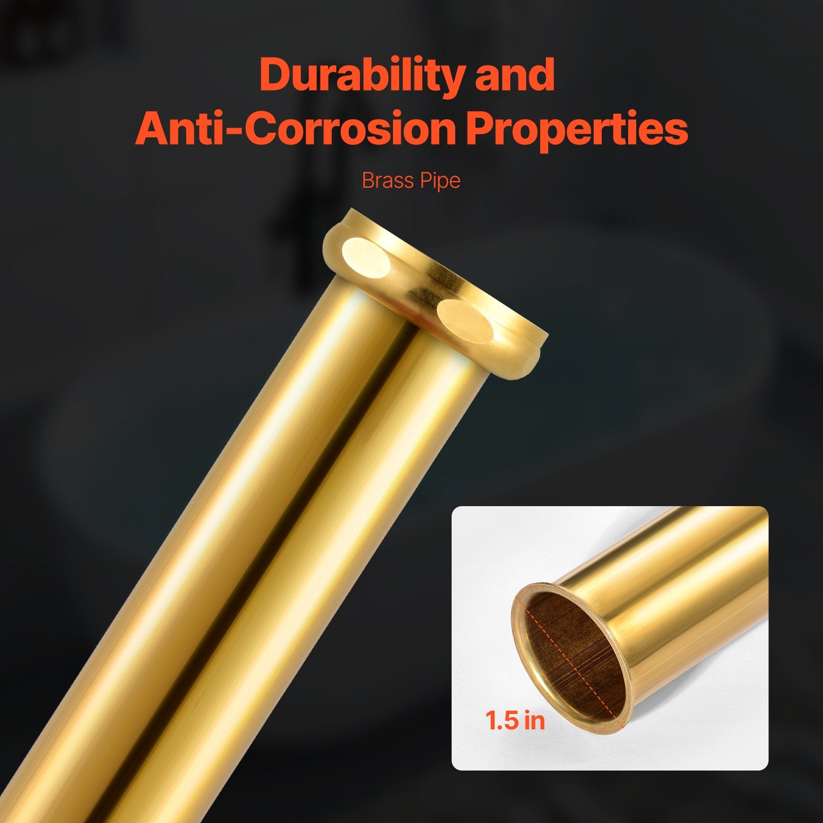 PVC Freestanding Tub Drain Kit with Brass Tail Pipes and Adapter, Compatible with Floor and Island Bathtubs, Easy Installation