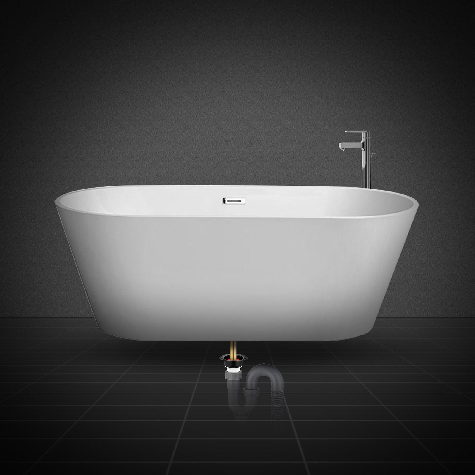 PVC Freestanding Tub Drain Kit with Brass Tail Pipes and Adapter, Compatible with Floor and Island Bathtubs, Easy Installation