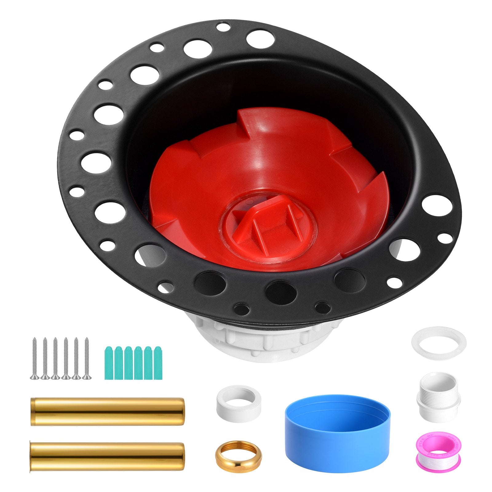 PVC Freestanding Tub Drain Kit with Brass Tail Pipes and Adapter, Compatible with Floor and Island Bathtubs, Easy Installation