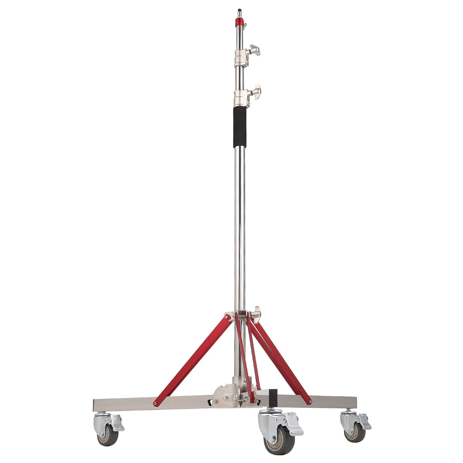 Heavy Duty 10.5 ft Adjustable Tripod Light Stand with Casters, Stainless Steel Base for Studio Softbox, Monolight, Reflector, Photography Equipment