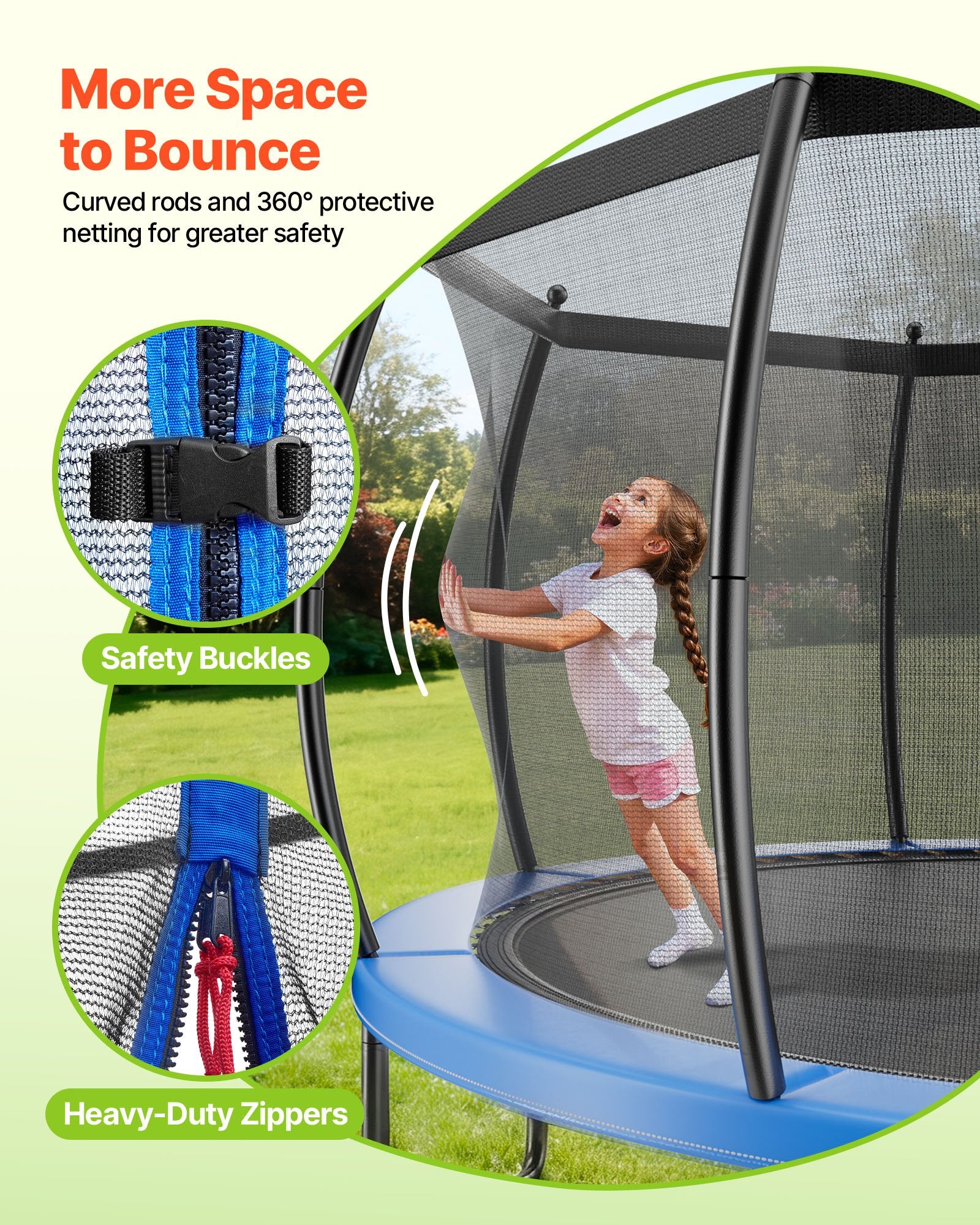 12FT Outdoor Trampoline with Enclosure Net, ASTM Certified, 400 lbs Capacity, Rust-Resistant for Kids & Adults, Ideal Backyard Fun