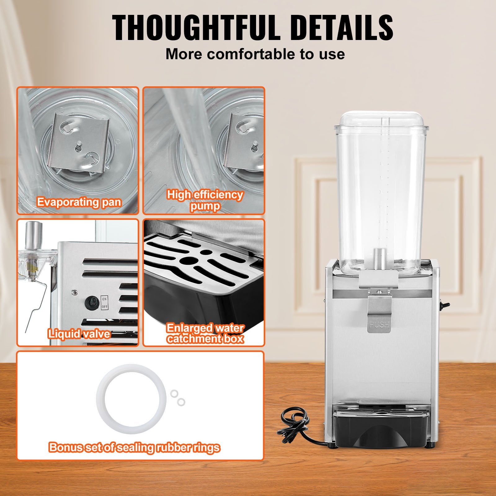 High-Capacity 18L Commercial Beverage Dispenser with Thermostat Control, Stainless Steel Ice Tea & Juice Machine for Restaurants & Events