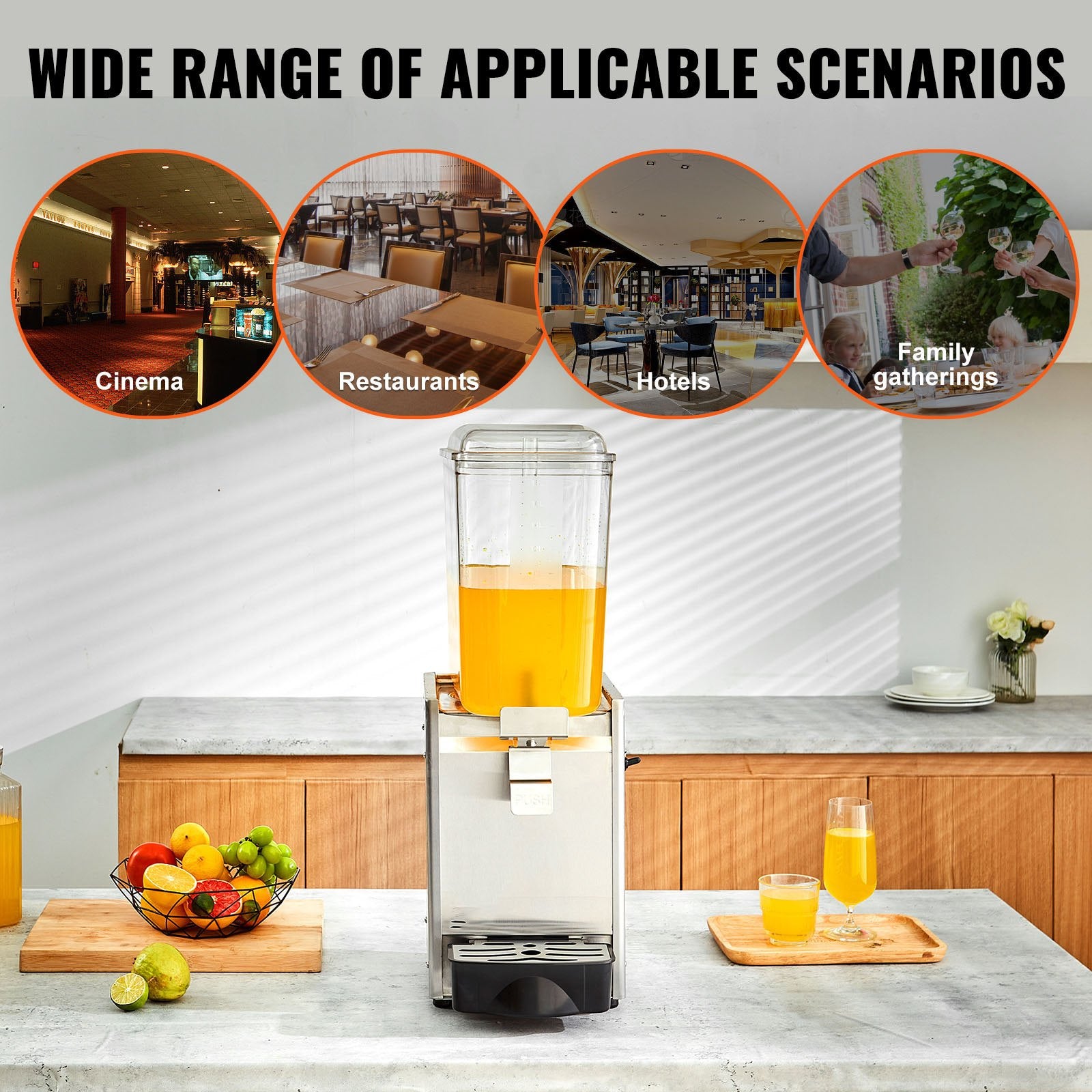 High-Capacity 18L Commercial Beverage Dispenser with Thermostat Control, Stainless Steel Ice Tea & Juice Machine for Restaurants & Events