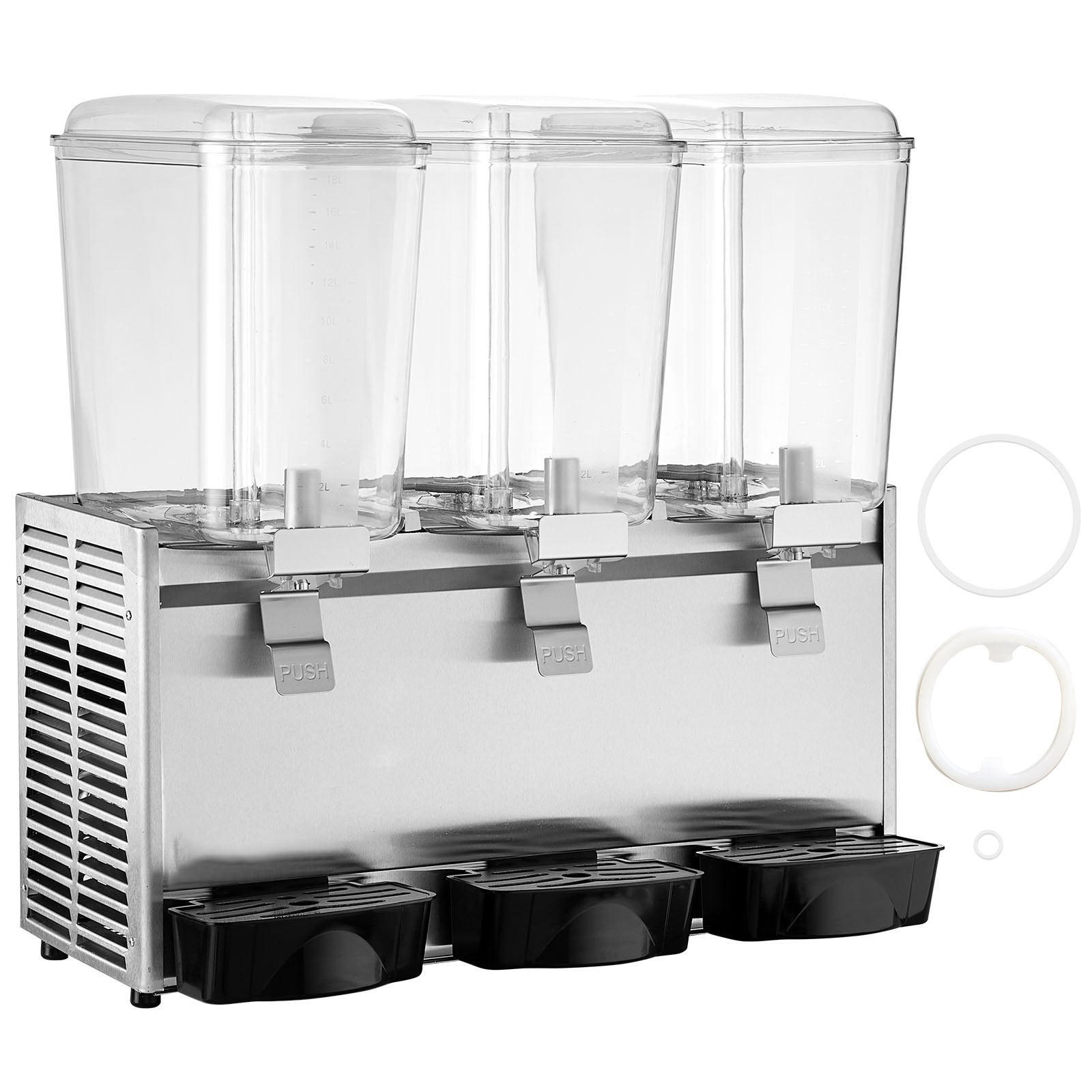 High-Capacity 18L Triple-Tank Beverage Dispenser, 680W Stainless Steel with Thermostat Control for Restaurants, Hotels, Parties, and Events