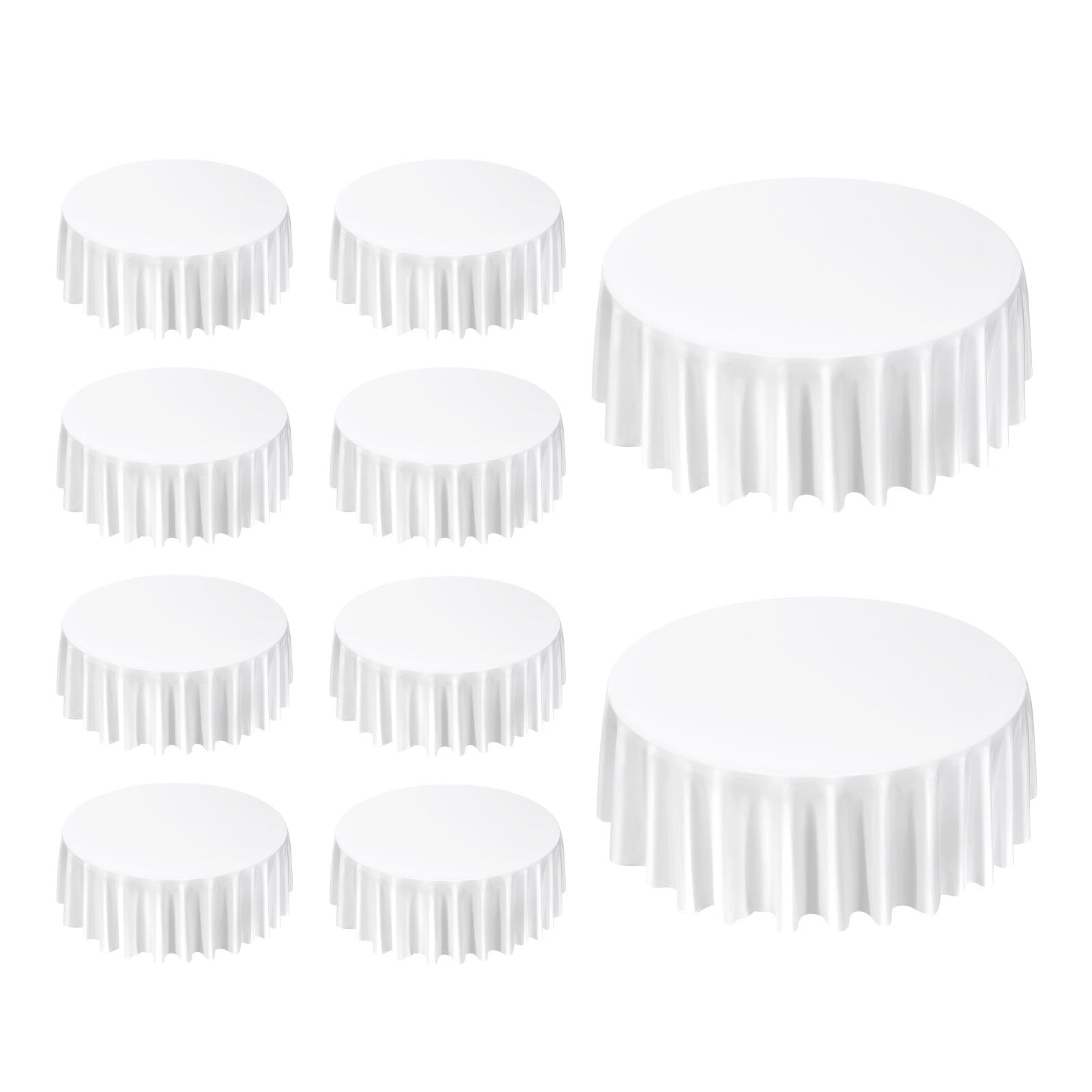 10-Pack of 120-Inch White Round Tablecloths - Stain- & Wrinkle-Resistant, Machine Washable Polyester Covers for Weddings & Events