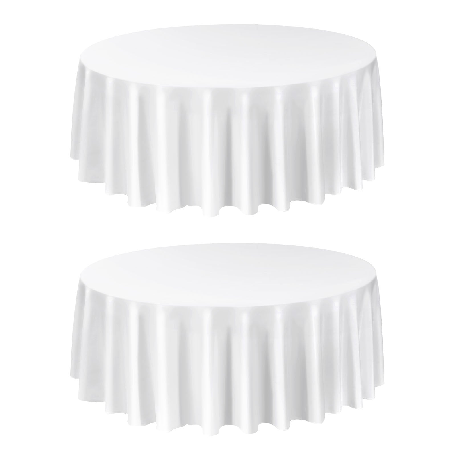Elegant 120-Inch White Round Tablecloths 2-Pack - Stain & Wrinkle Resistant, Machine Washable Polyester for Weddings, Parties, Banquets