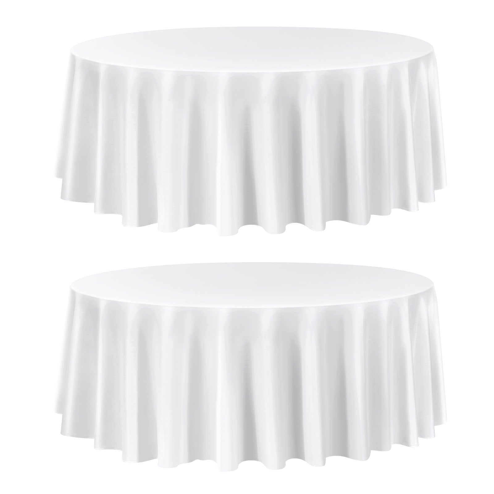 Elegant 120-Inch White Round Tablecloths 2-Pack - Stain & Wrinkle Resistant, Machine Washable Polyester for Weddings, Parties, Banquets