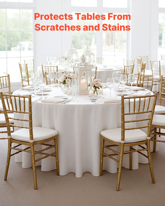 Elegant White Round Tablecloths Set of 6 - 120" Diameter, Stain & Wrinkle Resistant, Machine Washable Polyester for Weddings, Parties, Banquets, Formal Events