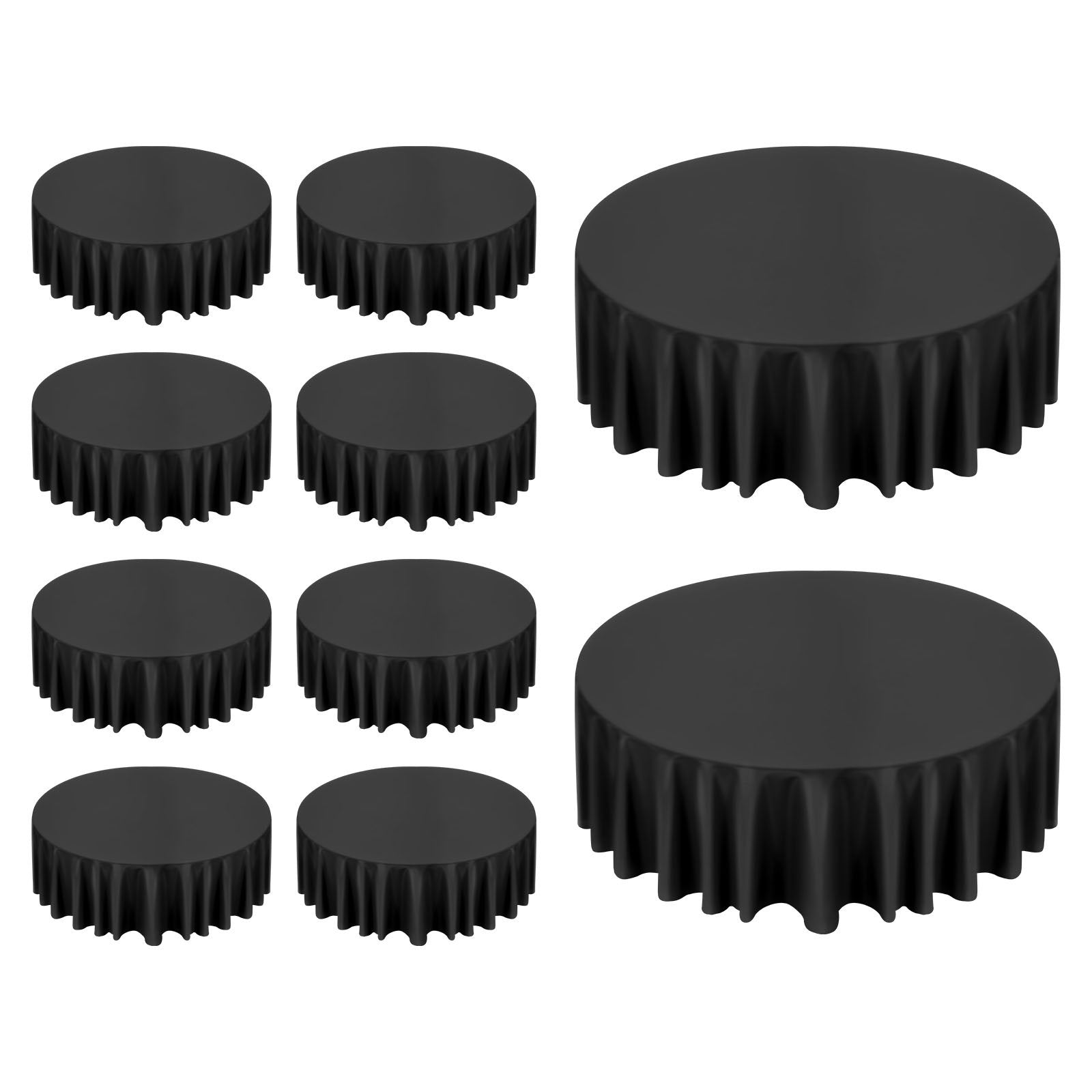 10-Pack Black Round Tablecloths, 120-Inch Diameter, Stain & Wrinkle Resistant, Machine Washable Polyester for Weddings, Parties, Banquets, and Events