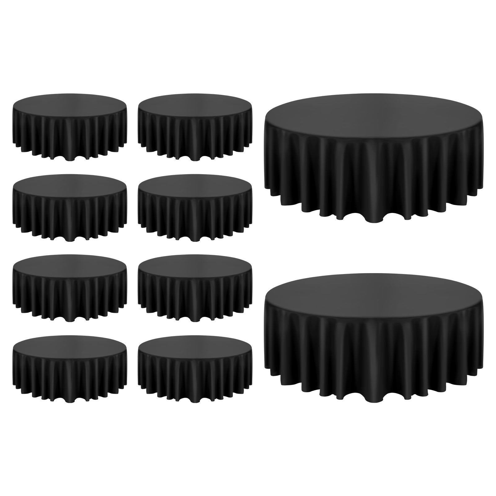 10-Pack Black Round Tablecloths, 120-Inch Diameter, Stain & Wrinkle Resistant, Machine Washable Polyester for Weddings, Parties, Banquets, and Events