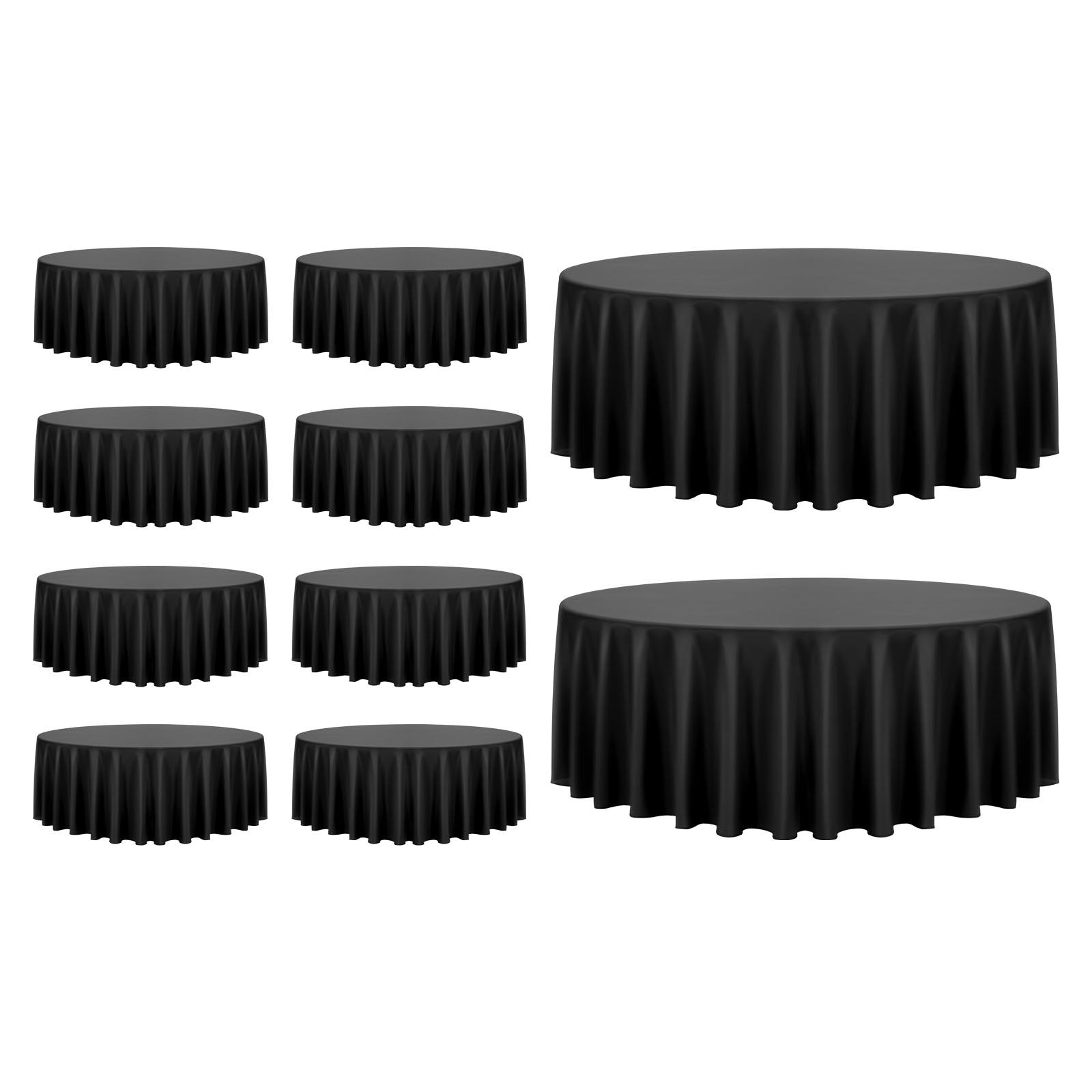 10-Pack Black Round Tablecloths, 120-Inch Diameter, Stain & Wrinkle Resistant, Machine Washable Polyester for Weddings, Parties, Banquets, and Events