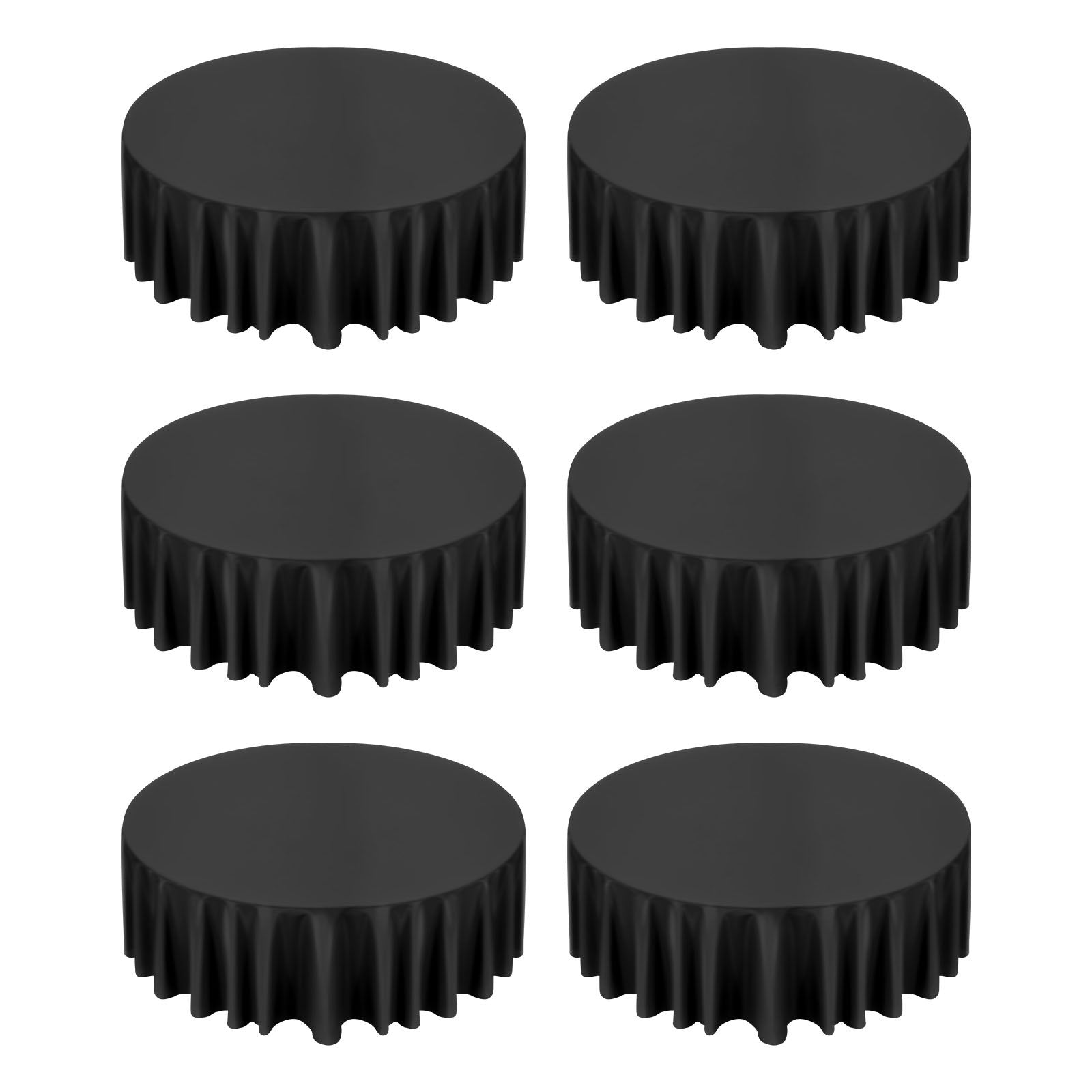 Elegant Black Round Tablecloths Set of 6 - 120-Inch Diameter, Stain & Wrinkle Resistant, Machine Washable, Perfect for Weddings, Parties, Banquets, and Formal Events - Premium Polyester Fabric, Easy Maintenance, Skin-Friendly, Ideal Gift
