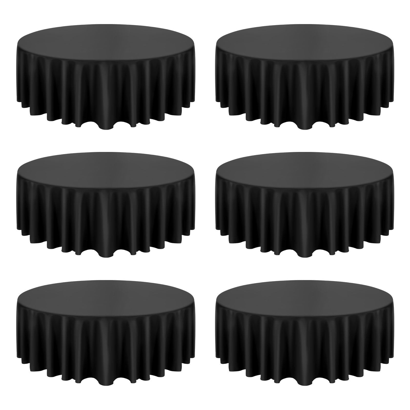 Elegant Black Round Tablecloths Set of 6 - 120-Inch Diameter, Stain & Wrinkle Resistant, Machine Washable, Perfect for Weddings, Parties, Banquets, and Formal Events - Premium Polyester Fabric, Easy Maintenance, Skin-Friendly, Ideal Gift