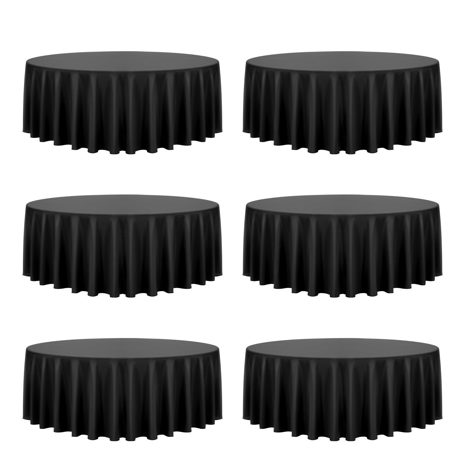 Elegant Black Round Tablecloths Set of 6 - 120-Inch Diameter, Stain & Wrinkle Resistant, Machine Washable, Perfect for Weddings, Parties, Banquets, and Formal Events - Premium Polyester Fabric, Easy Maintenance, Skin-Friendly, Ideal Gift