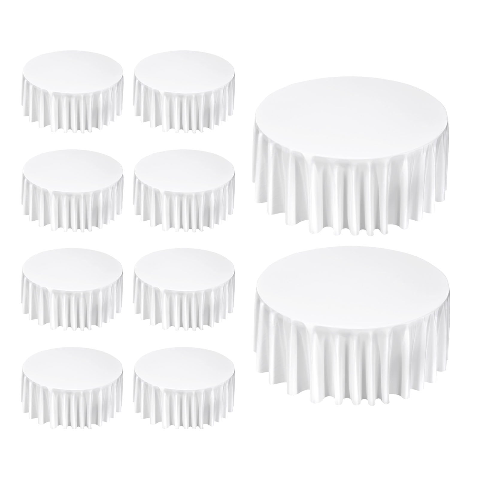 10-Pack White Round Tablecloths - 132" Diameter, Stain & Wrinkle Resistant, Machine Washable Polyester for Weddings, Parties, Banquets, Events