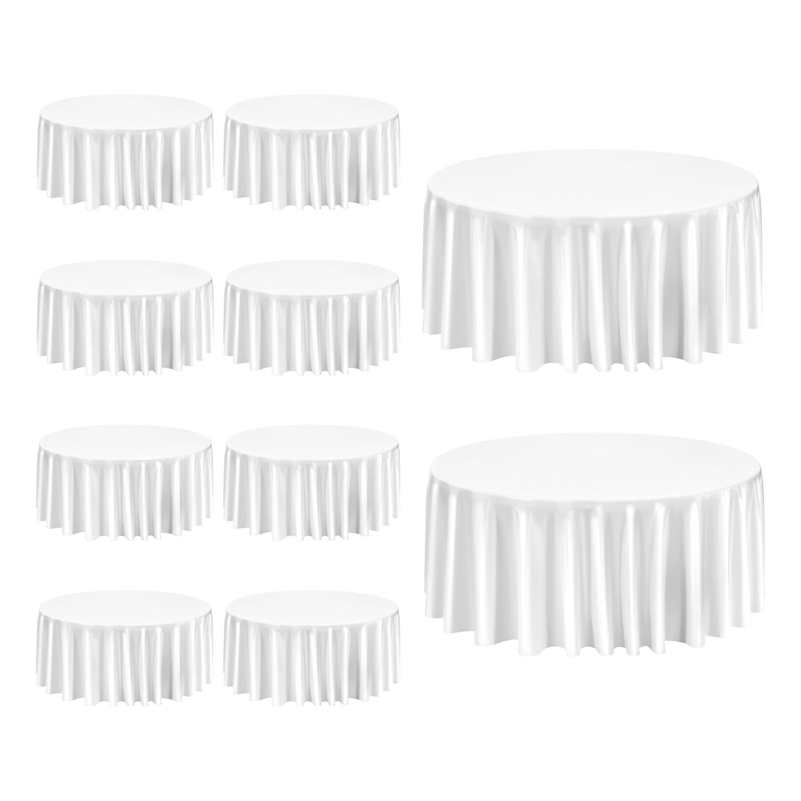 10-Pack White Round Tablecloths - 132" Diameter, Stain & Wrinkle Resistant, Machine Washable Polyester for Weddings, Parties, Banquets, Events